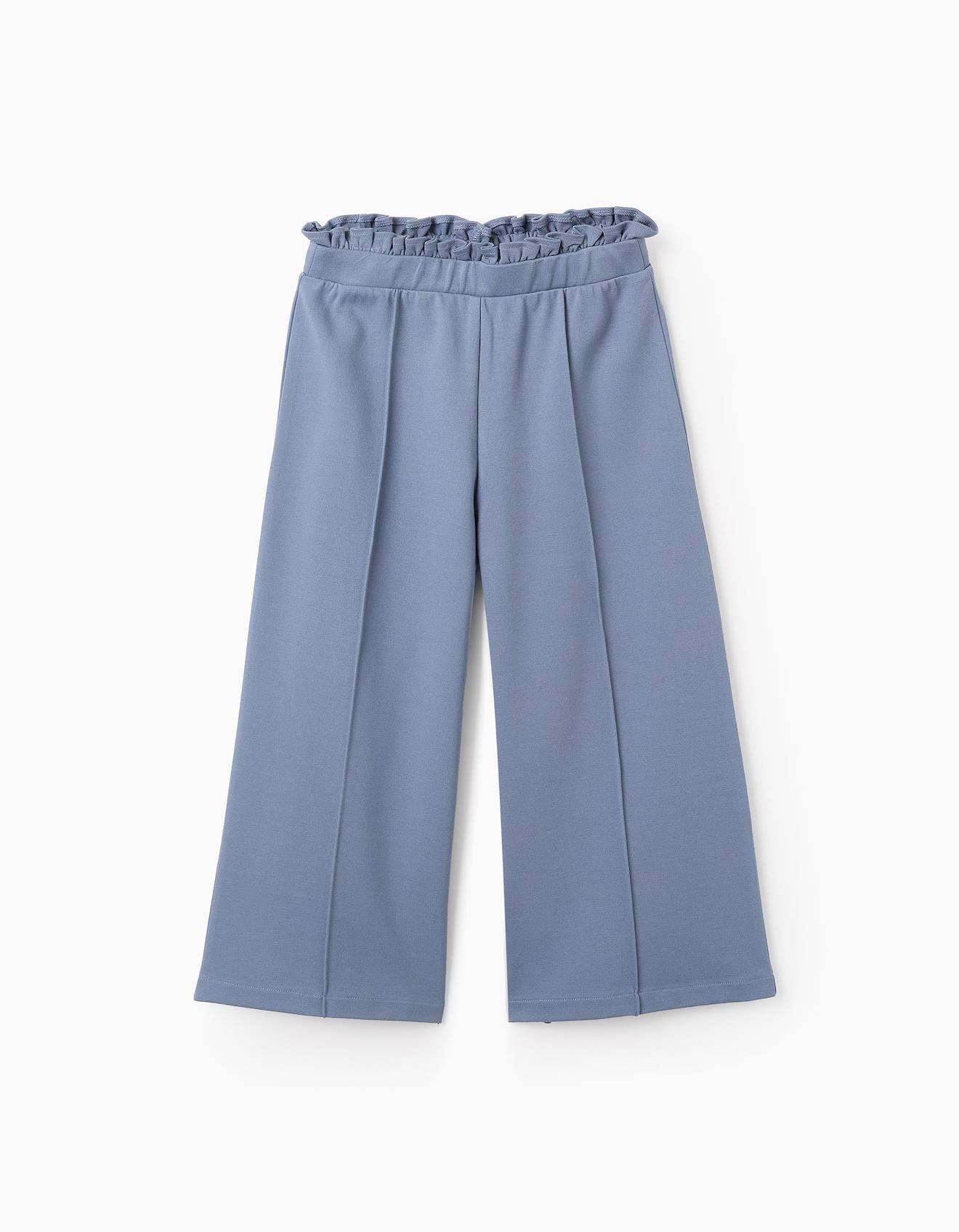 Pantalon En Point De Rome Bleu
