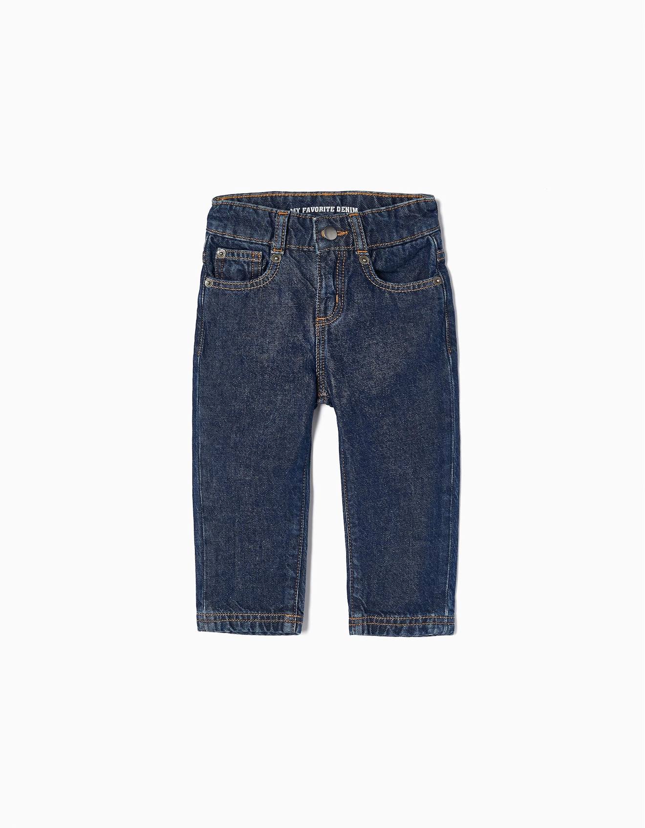 Jean Avec Fermeture Éclair Et À Bouton-pression Bleu Clair