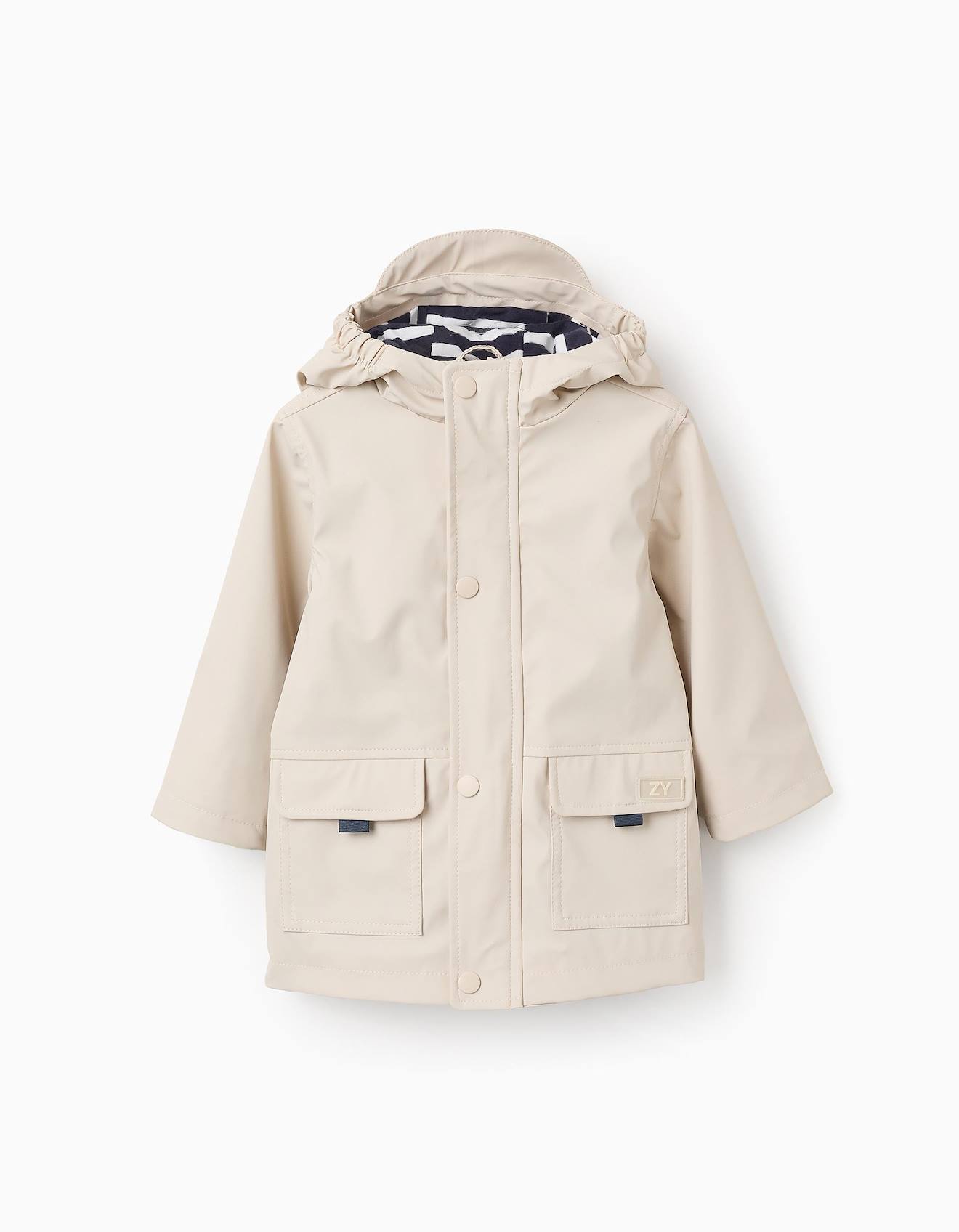 Parka En Caoutchouc Avec Doublure En Jersey Beige Clair
