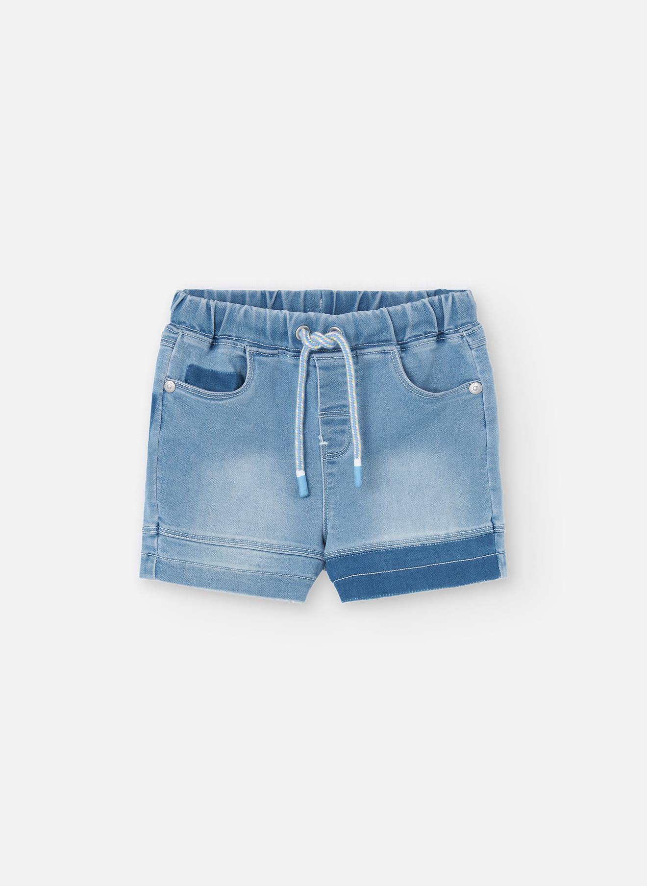 Bermuda En Maille Avec Taille Élastique Et Cordon De Serrage Bleu