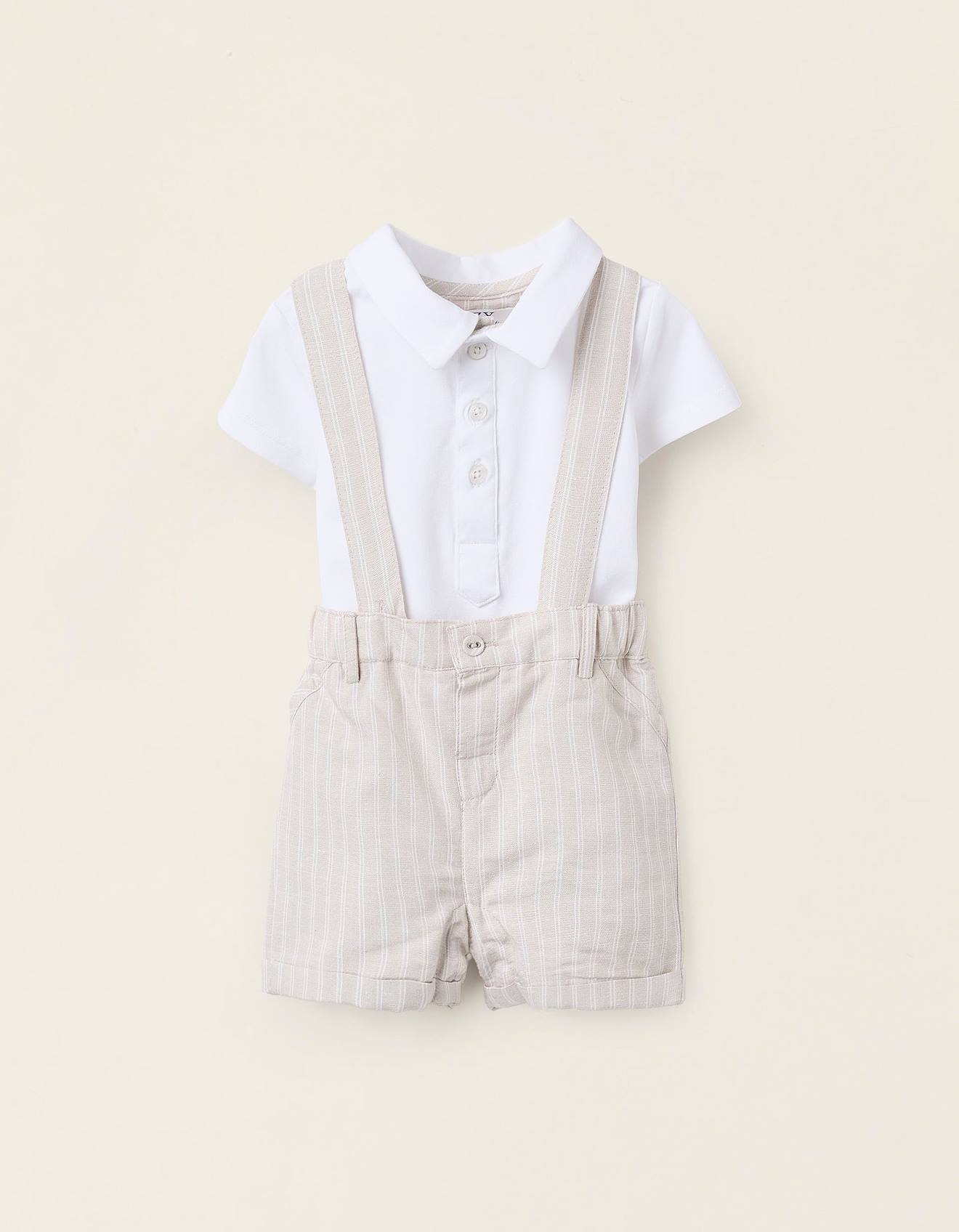 Polo + Short Avec Bretelles Amovibles Beige Clair