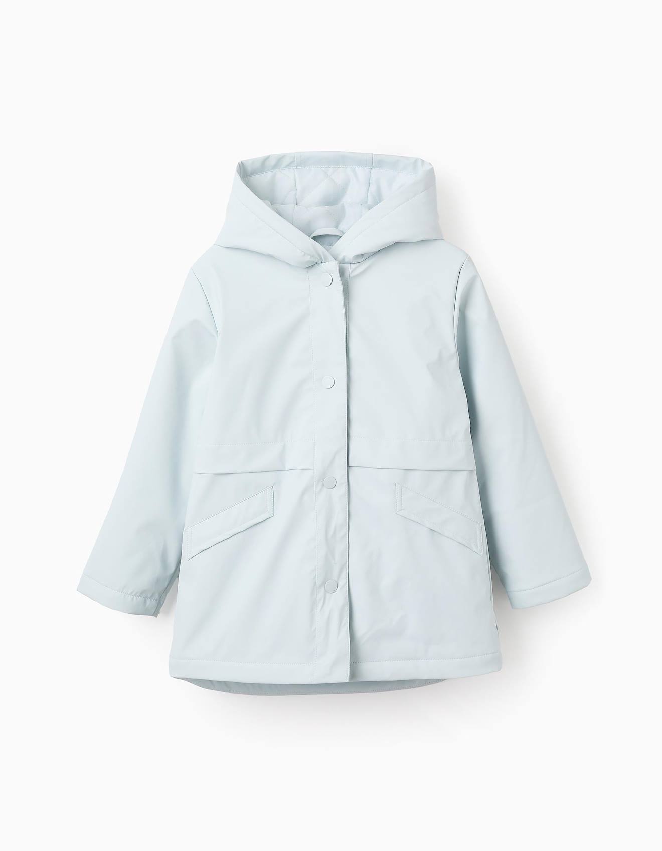 Parka En Caoutchouc Avec Capuche Bleu Clair