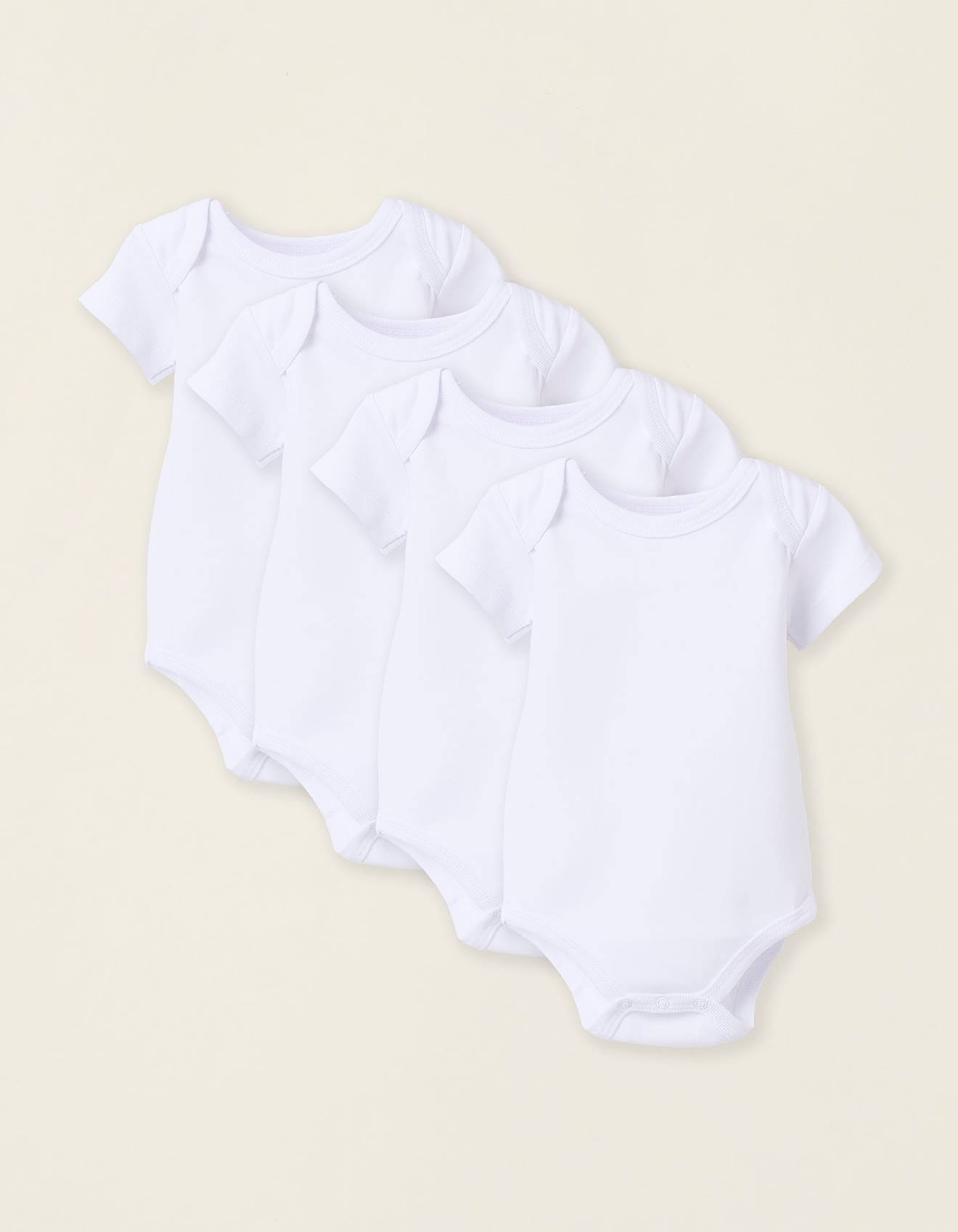 Pack 4 Bodies À Manches Courtes En Coton Blanc