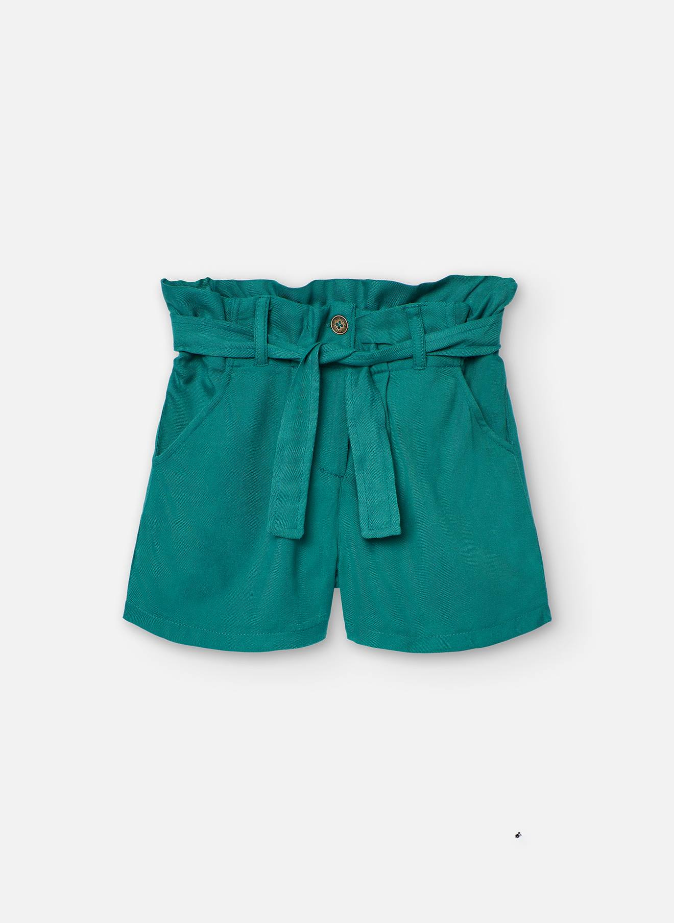 Bermuda Paperbag En Tissu Uni Vert