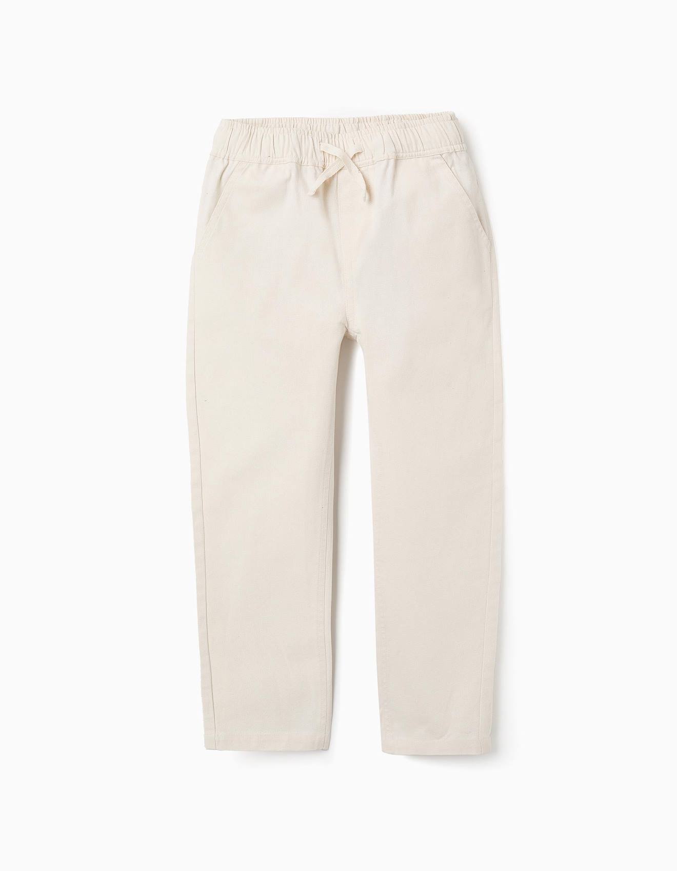 Pantalon En Coton Et Lin Beige