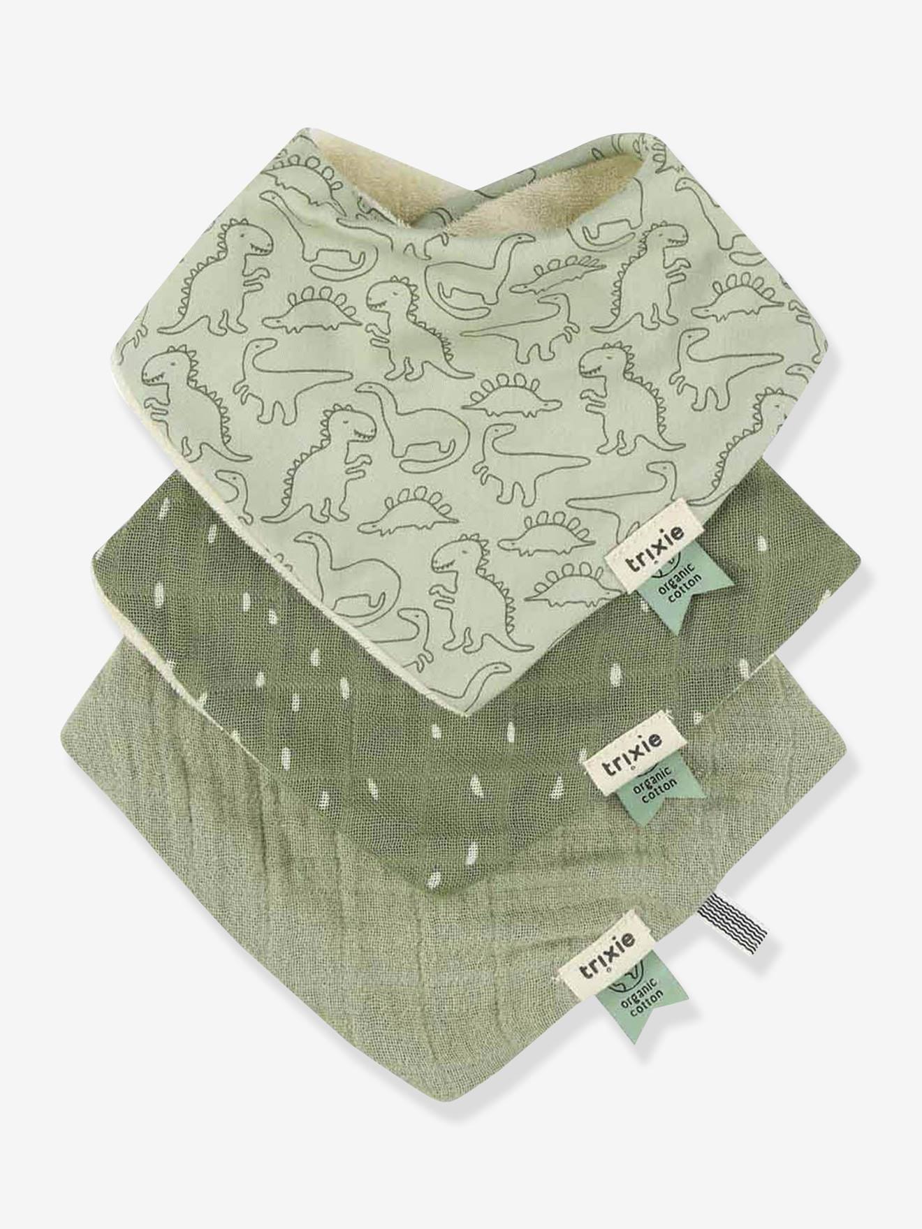 Lot de 3. bavoirs bandana TRIXIE vert