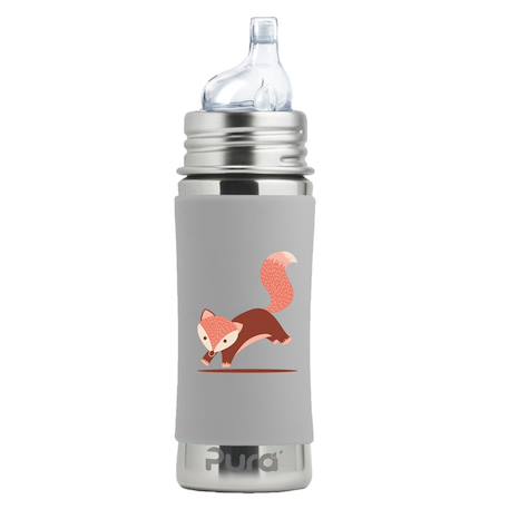 Pura - Biberon À Bec En Inox 325 Ml - Fox Gris