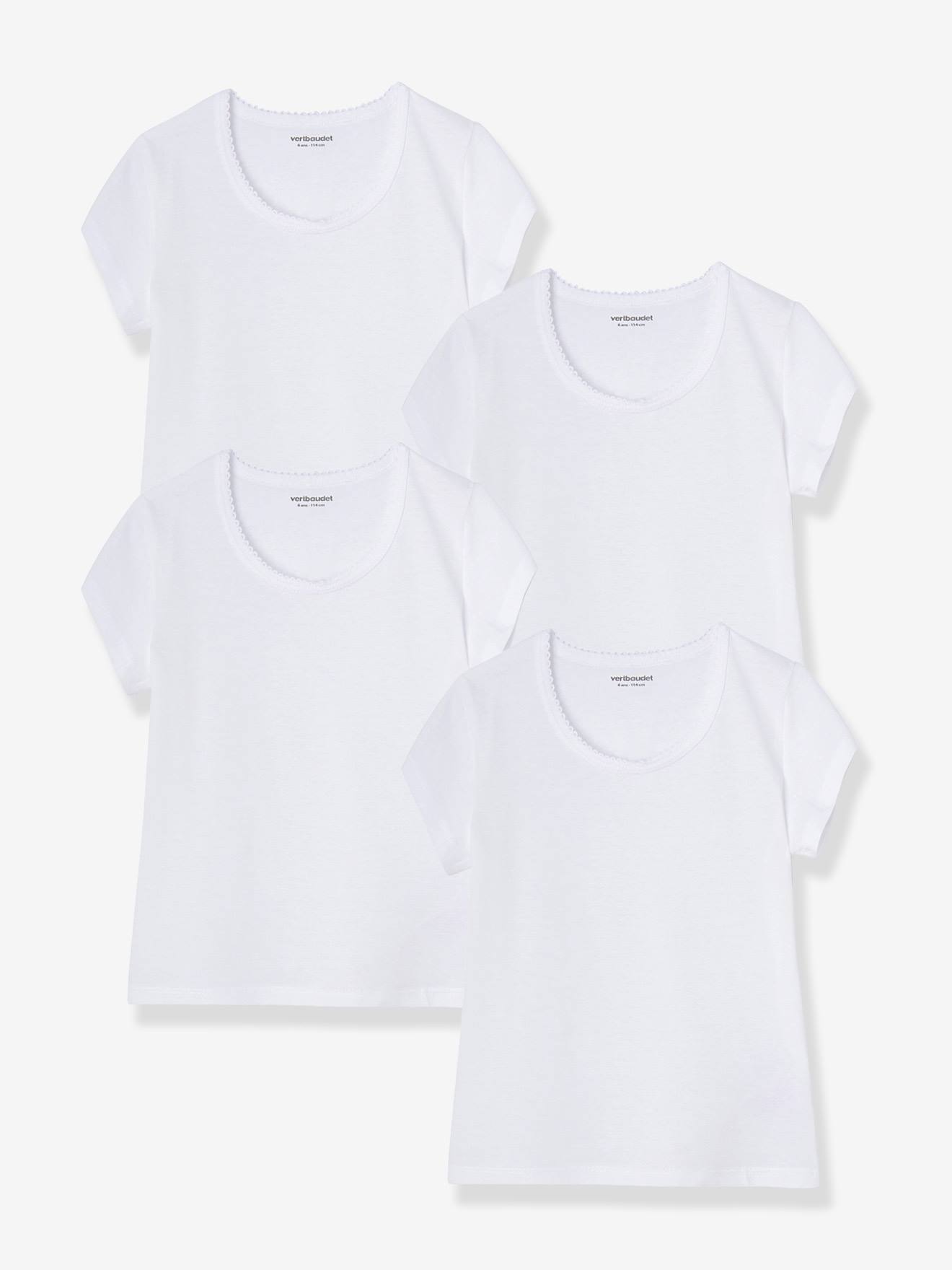 Lot 4 T-shirts maillot de corps BASICS blanc