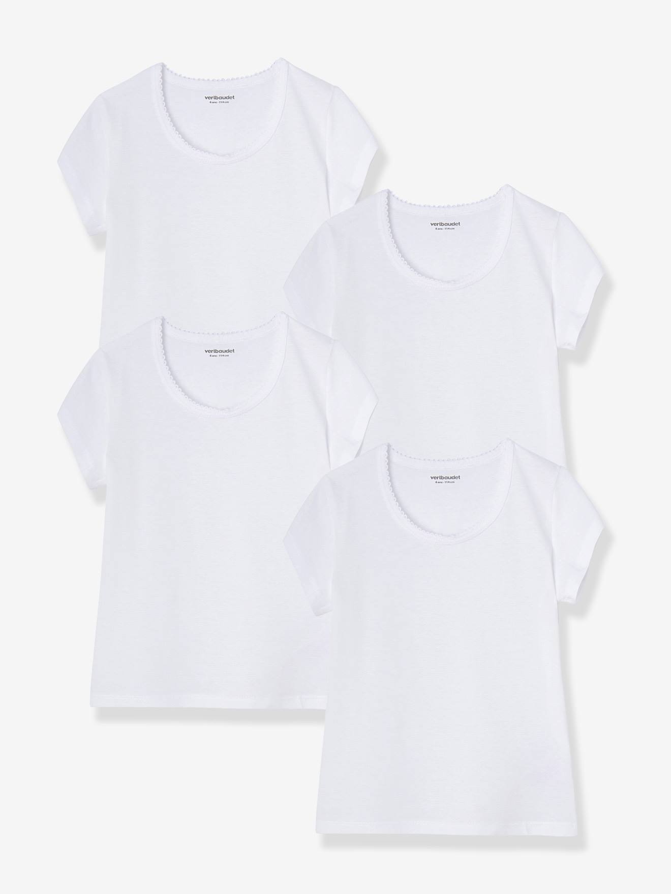 Lot de 4 T-shirts fille BASICS blanc