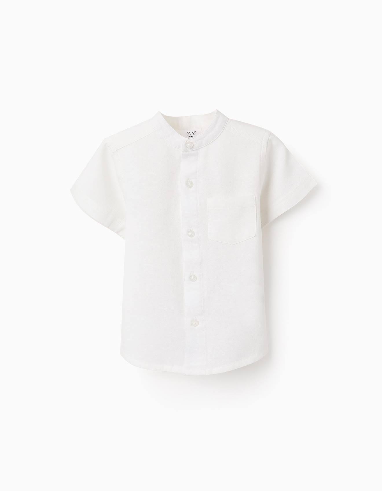 Chemise Avec Col Mao Et Poche Blanc