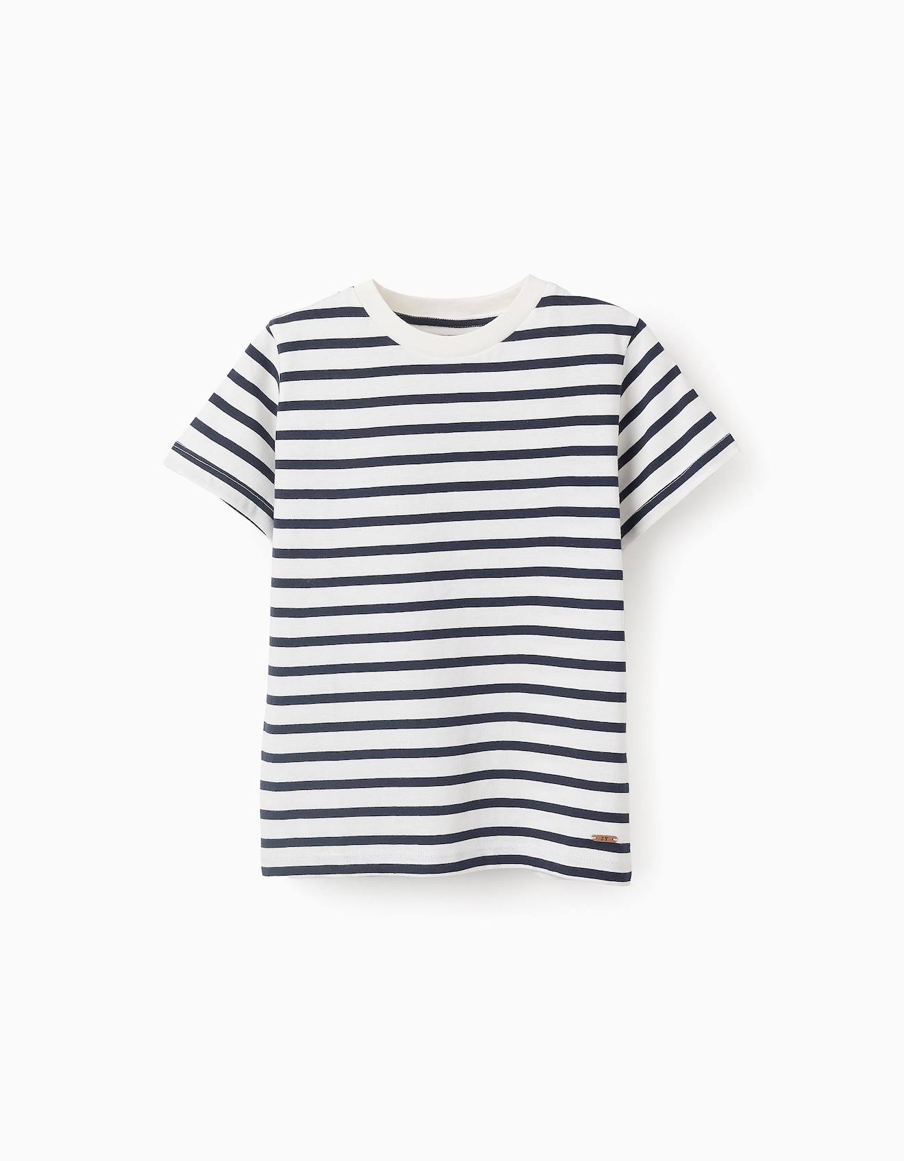 T-shirt En Coton À Rayures Blanc
