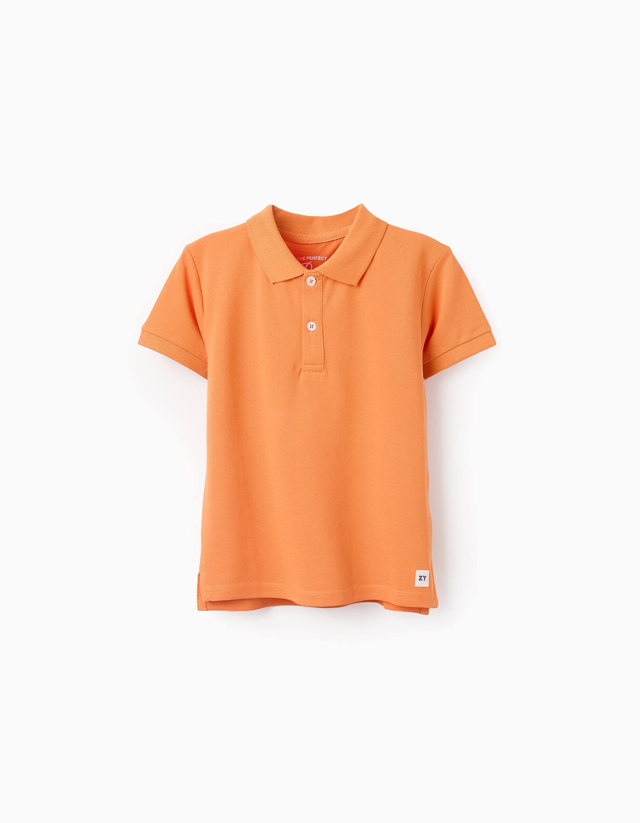 Polo En Coton Orange Clair