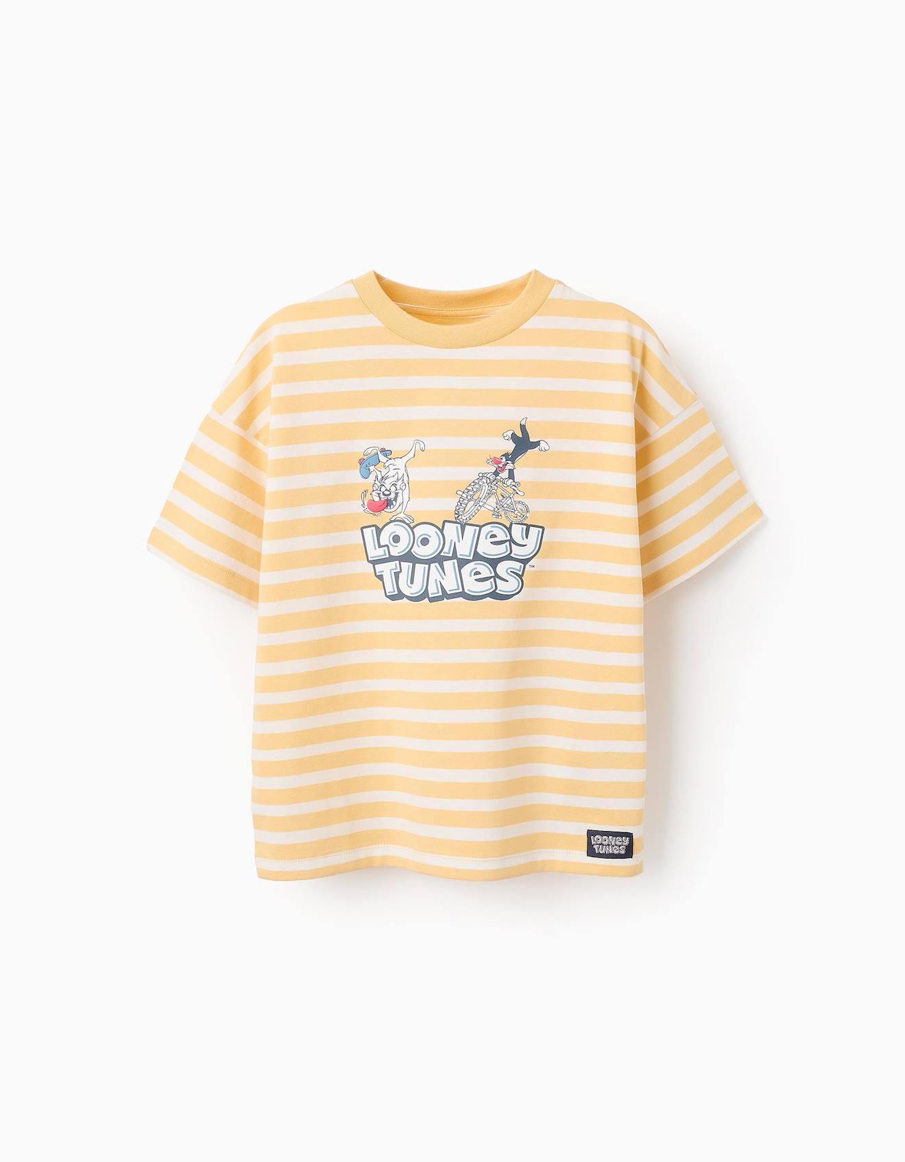 T-shirt Rayé Looney Tunes Jaune Clair