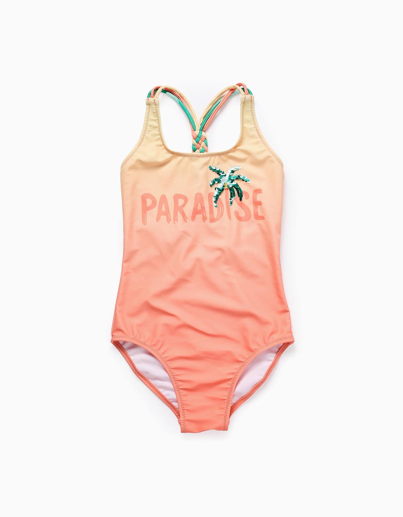 Maillot De Bain Avec Paillettes Et Bretelles Tressées Orange