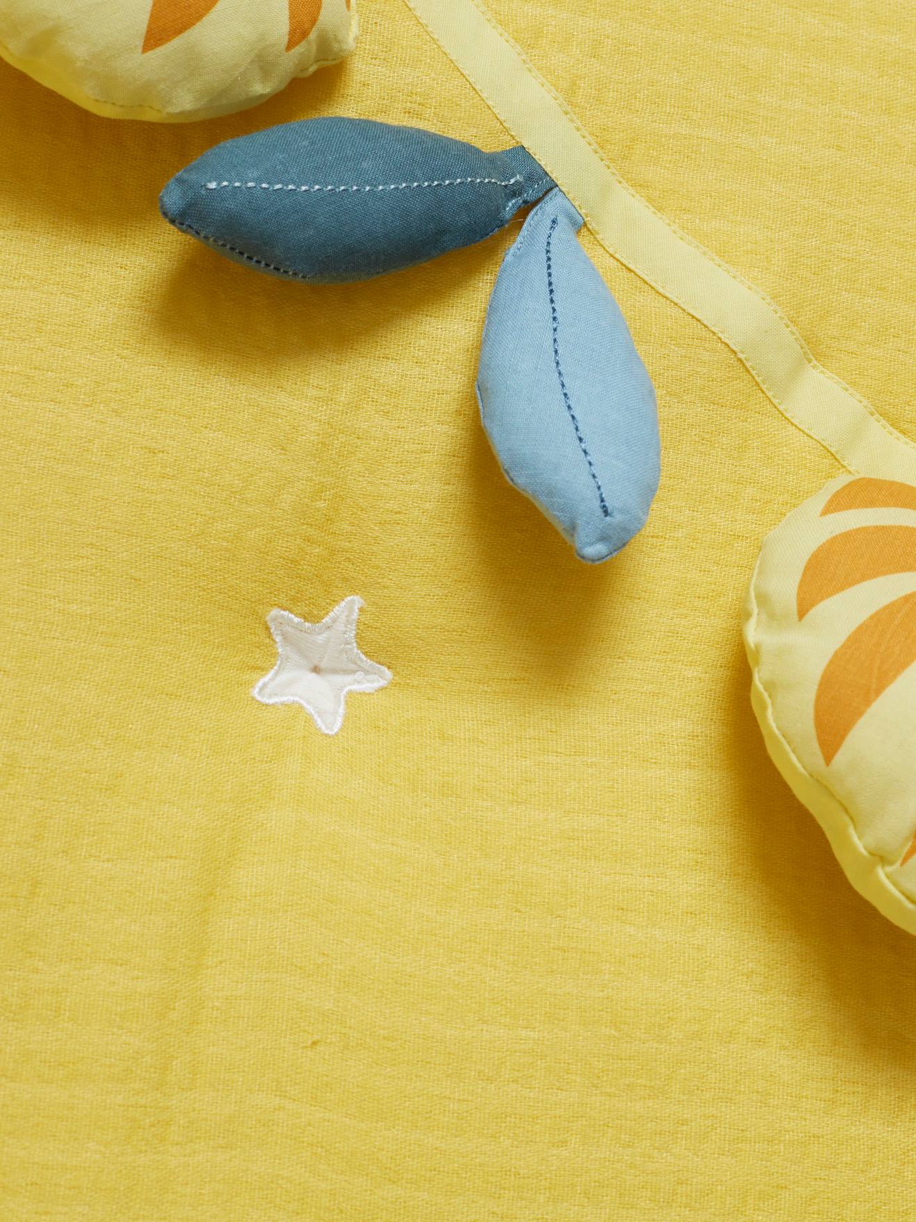 Tapis d'éveil bébé en coton jaune moutarde et blanc D125 MINI