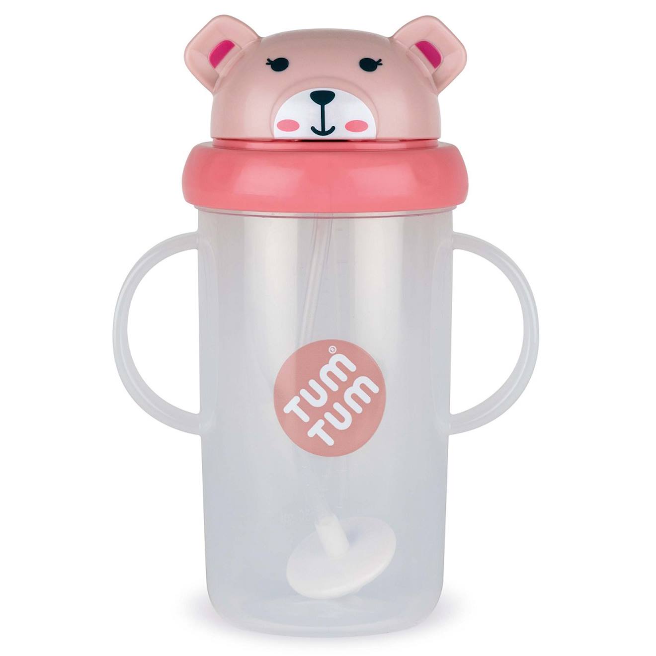 Grande Tasse Anti Fuite + Paille Lestée Ourson Rose -300 Ml Rose