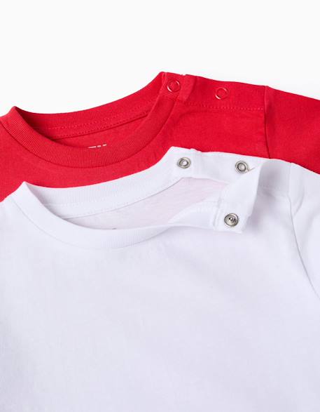 Pack 2 t-shirts unis en coton Blanc+Bleu foncé+Rouge 11 - vertbaudet enfant 