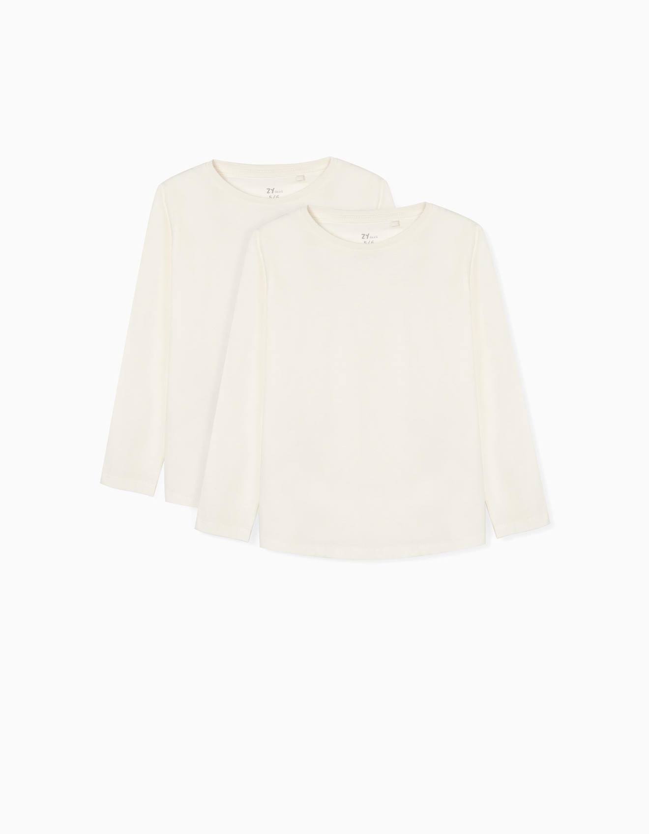 2 T-shirts Manches Longues Unis Blanc
