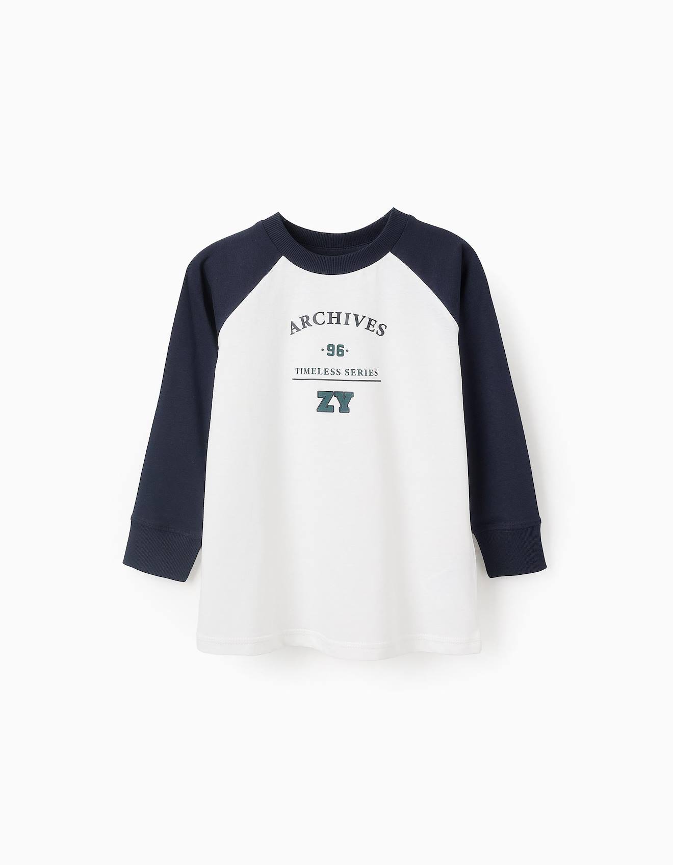 T-shirt À Manches Longues En Coton Bleu Foncé