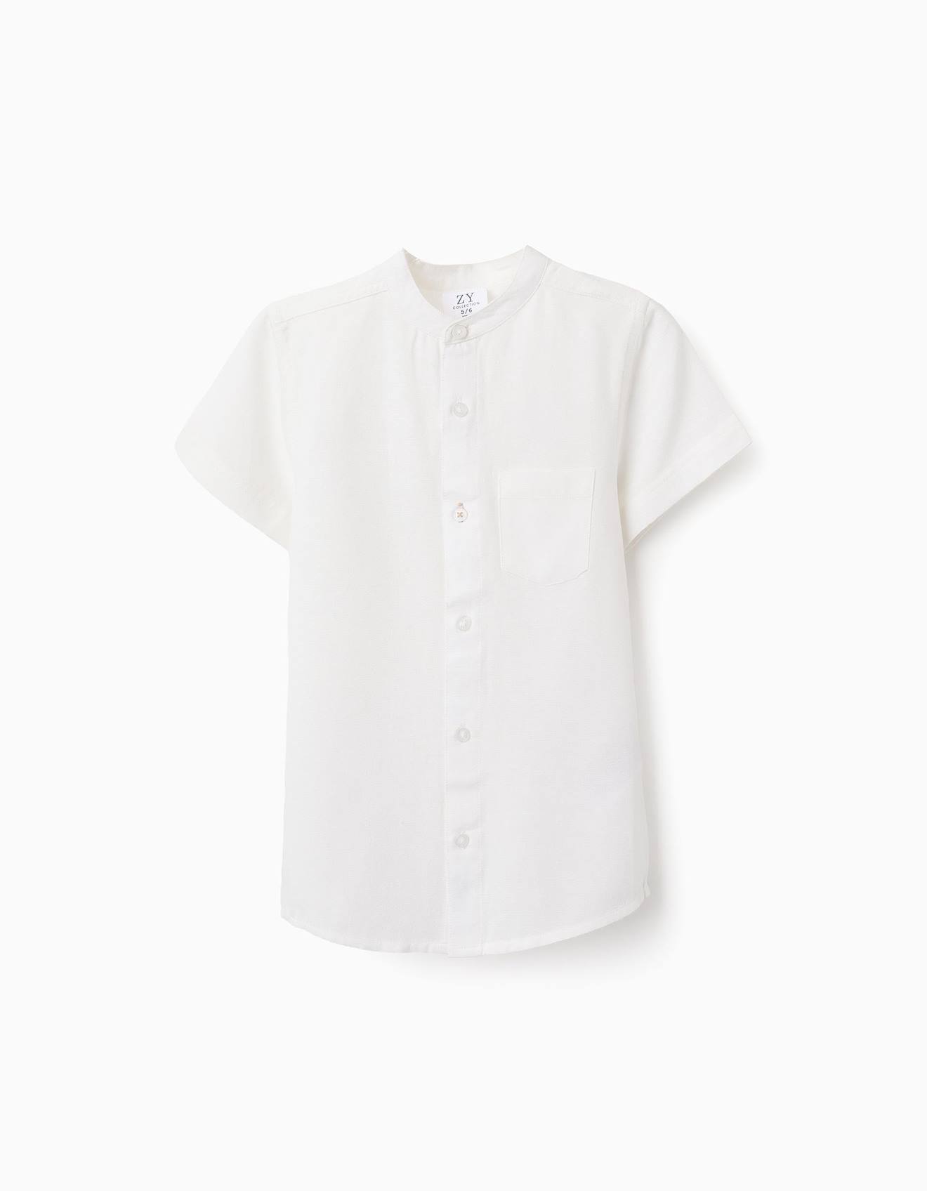 Chemise Avec Col Mao Et Poche Blanc