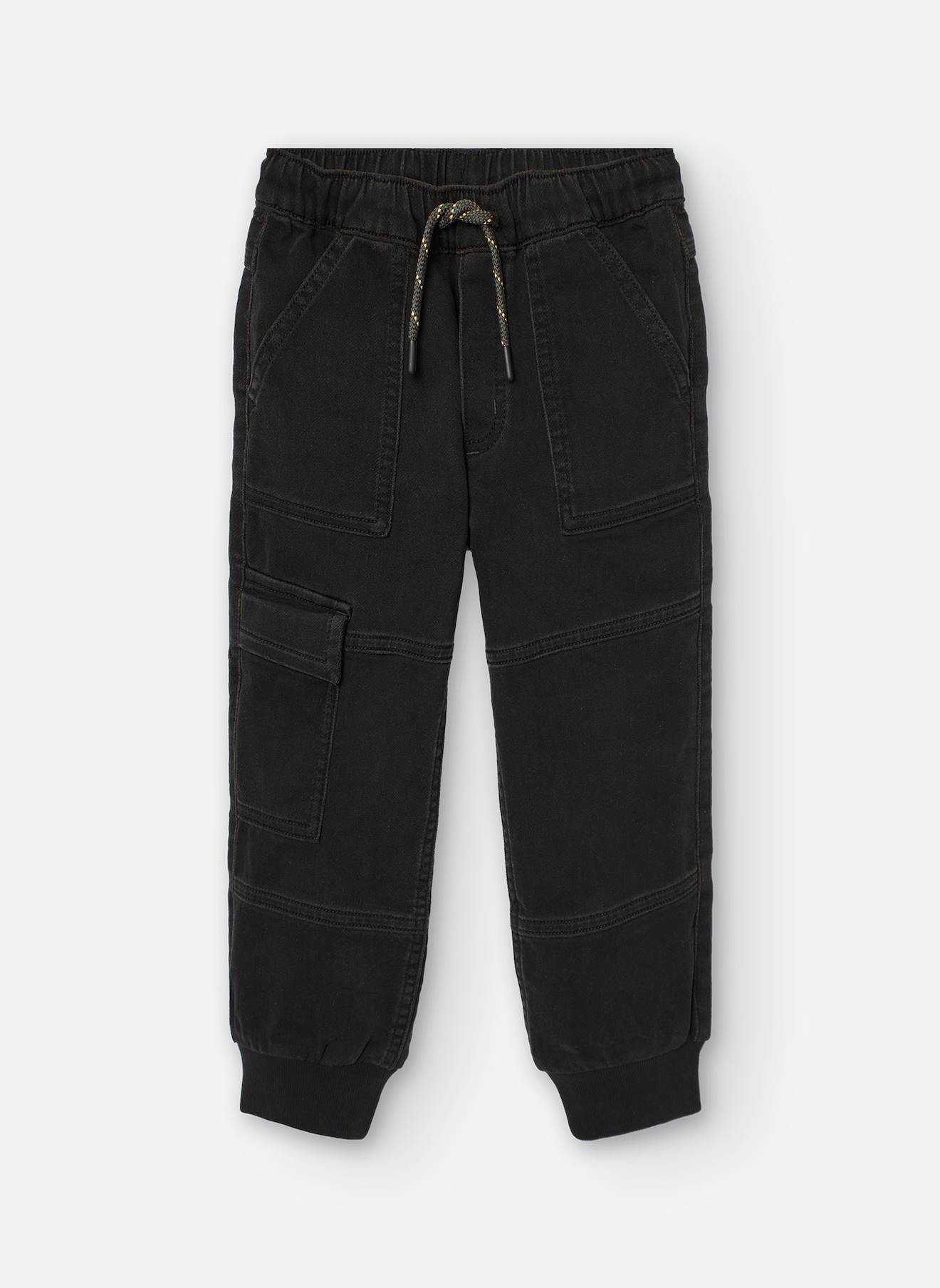 Pantalon Cargo Avec Taille Élastique Et Cordon De Serrage Noir