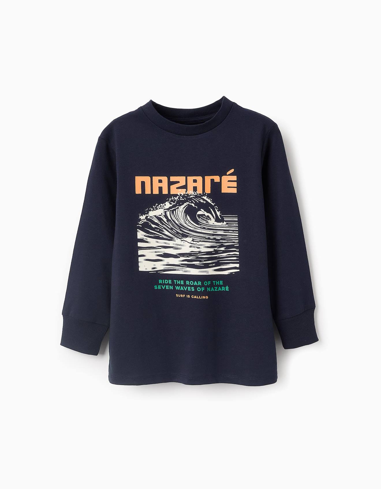 T-shirt En Coton À Manches Longues Bleu Foncé