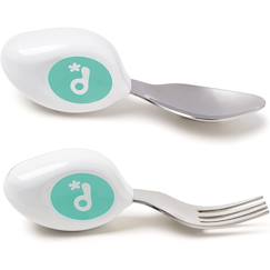 Puériculture-Repas-Vaisselle, coffret repas-Set de 2 couverts ergonomiques aqua