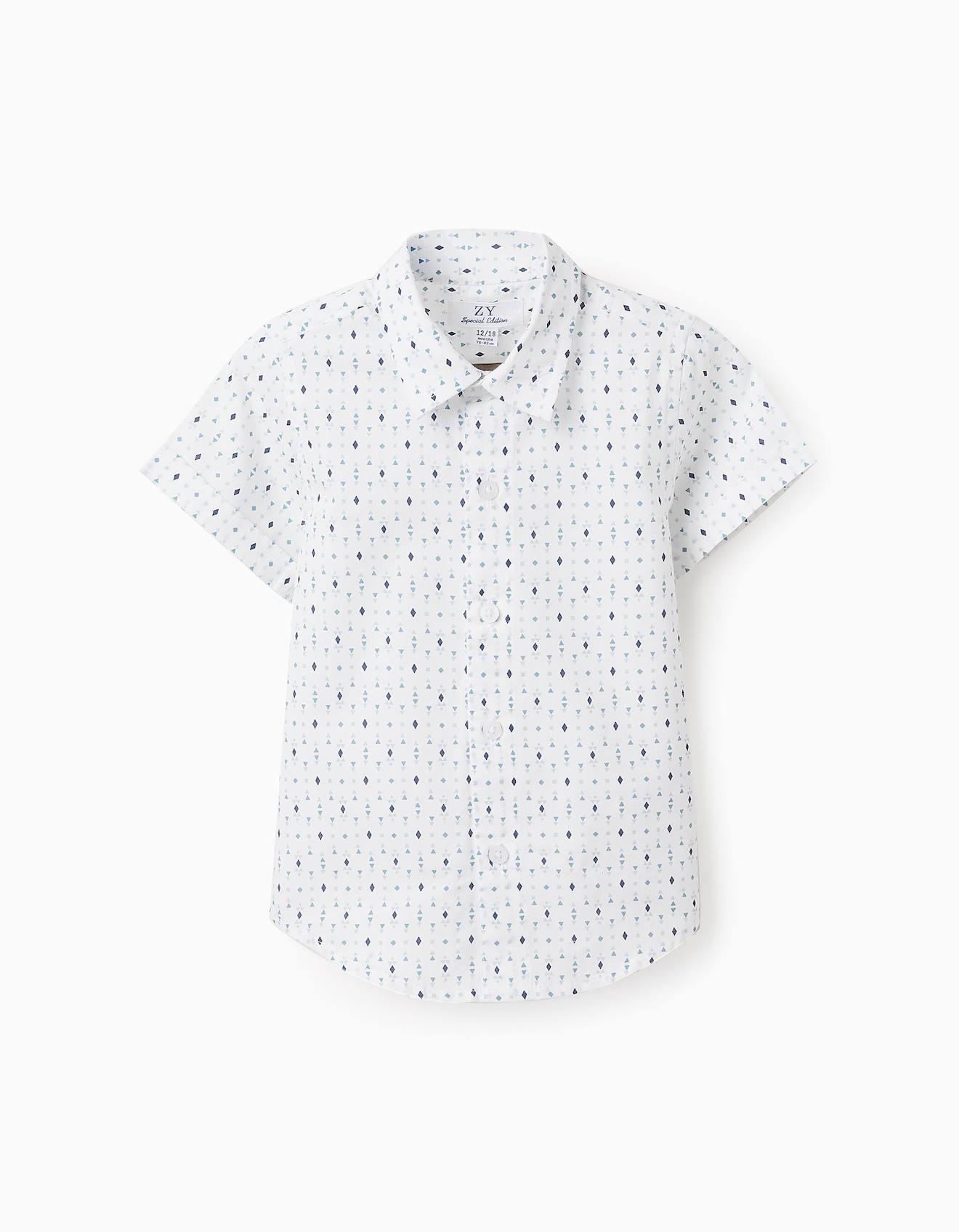 Chemise À Manches Courtes À Motif Bleu Clair