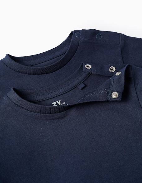 Pack 2 t-shirts unis en coton Blanc+Bleu foncé+Rouge 7 - vertbaudet enfant 