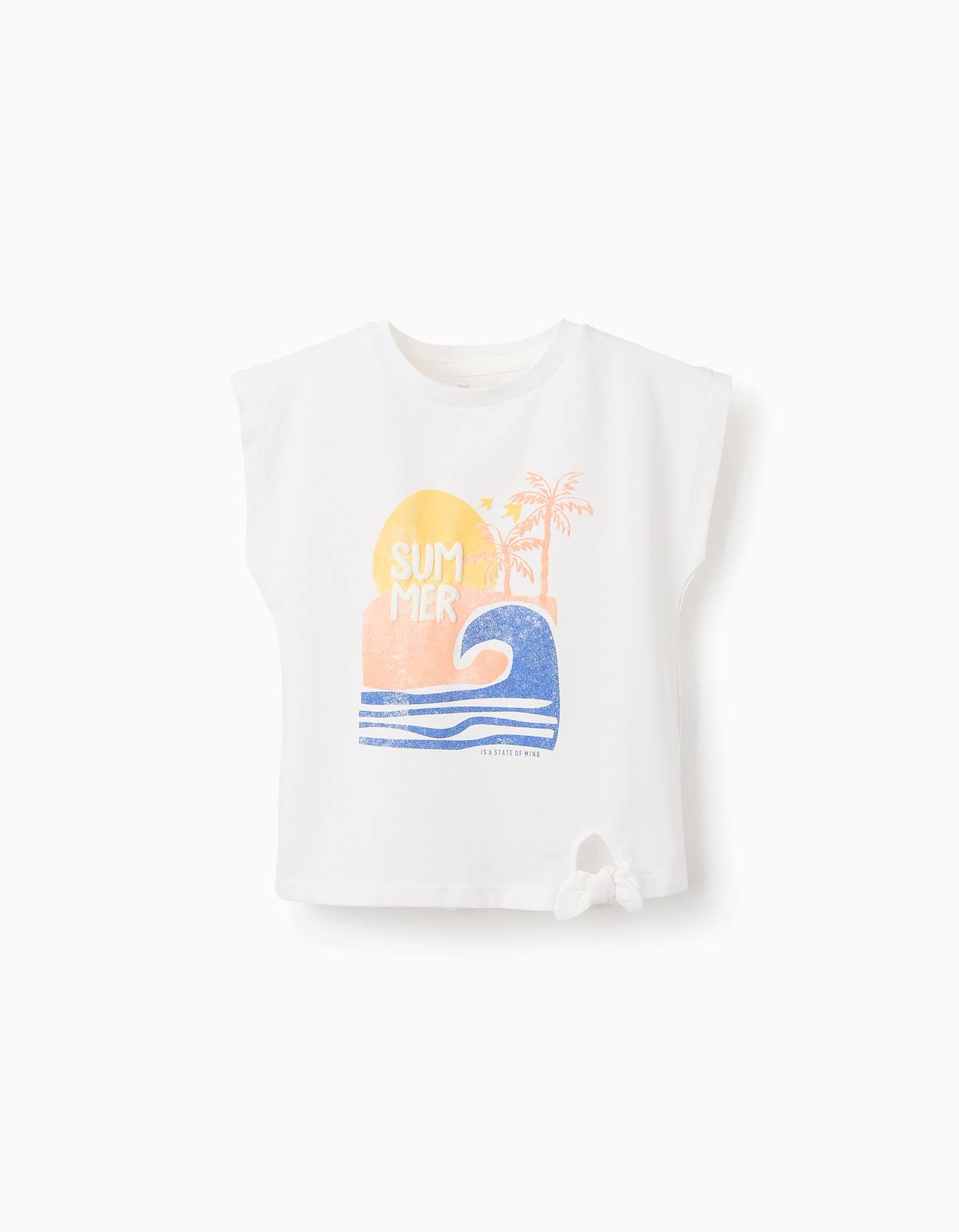 T-shirt Avec Imprimé Et Nœud Décoratif Blanc