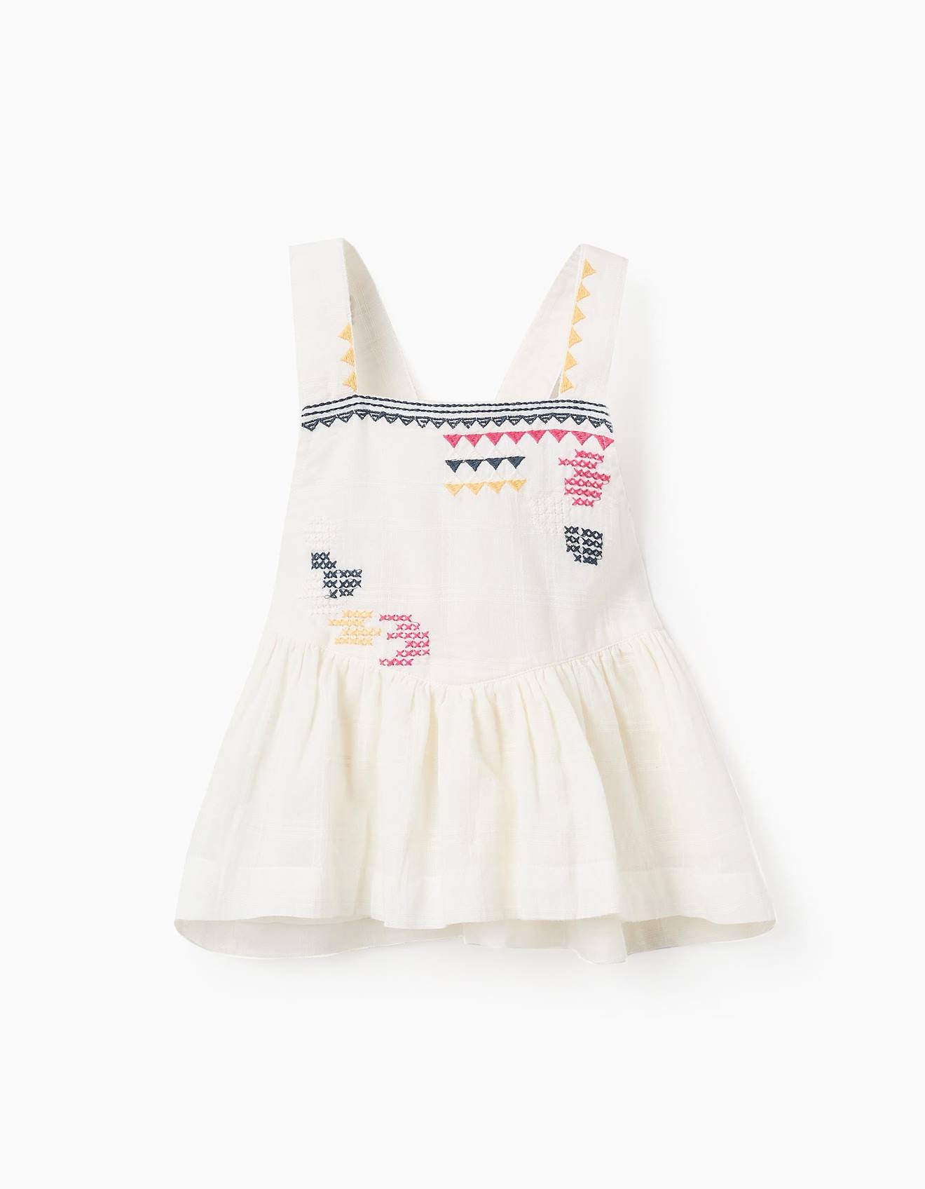 Top En Tissu Dobby Avec Broderies Beige Clair