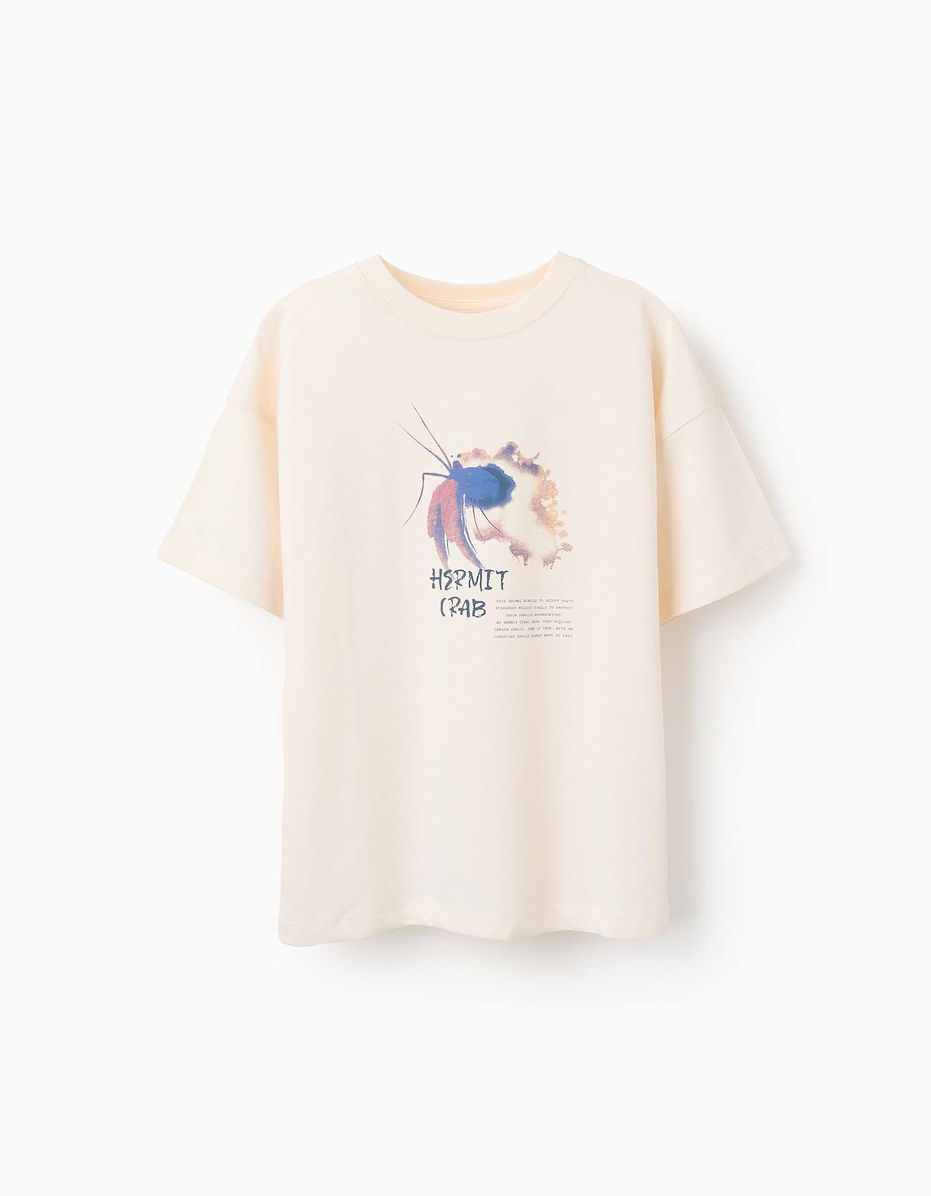 T-shirt De Coton Imprimé Beige Clair