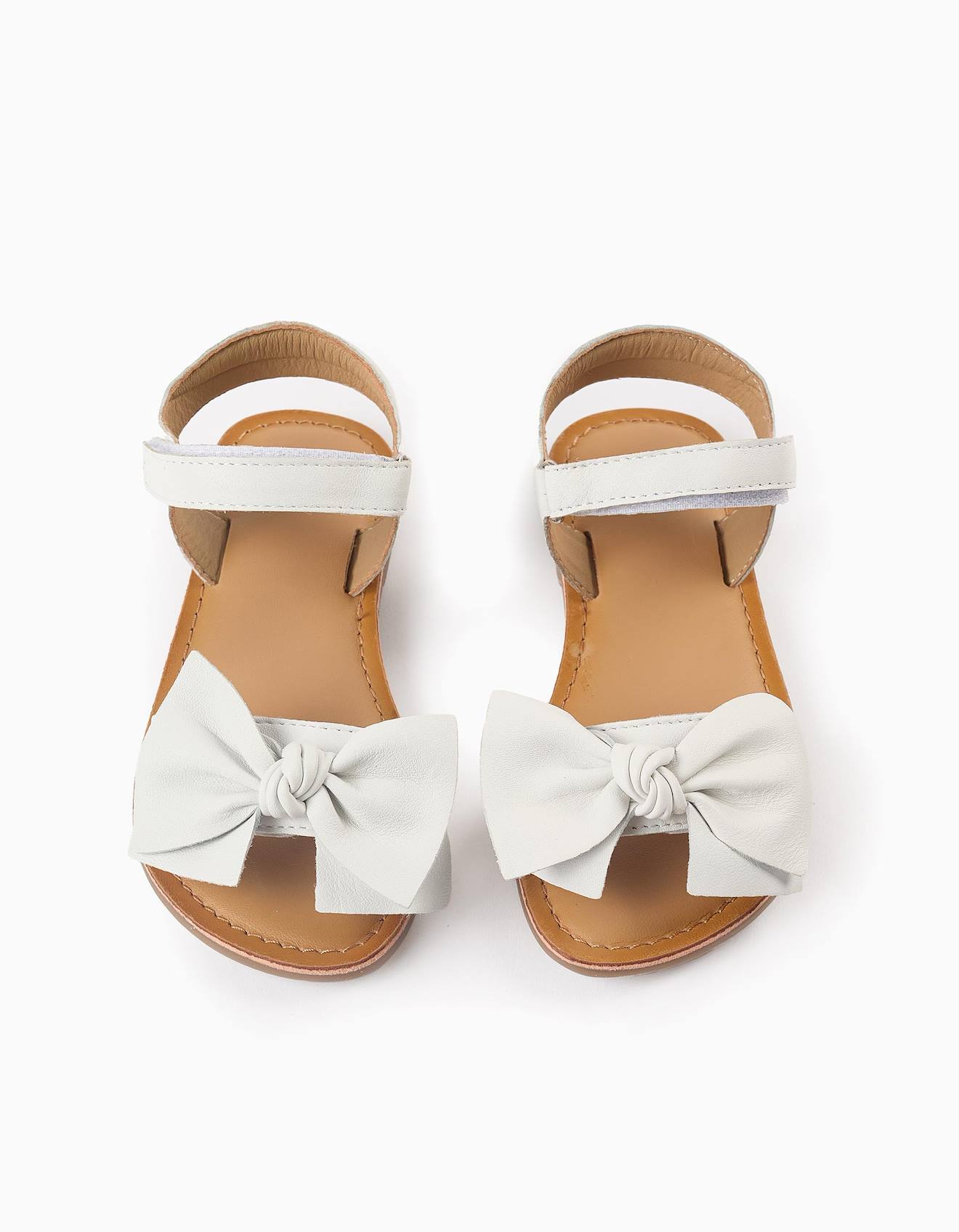 Sandales En Cuir Avec Nœud Blanc
