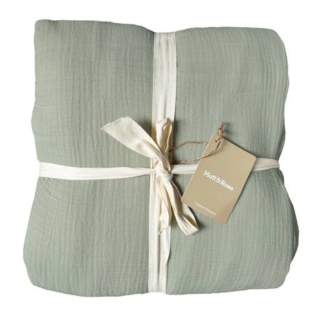 Parure de lit unie en coton, gaze de coton Blanc+Bleu horizon+Caramel+Chocolat+Lichen+Naturel+Terre cuite 22 - vertbaudet enfant 
