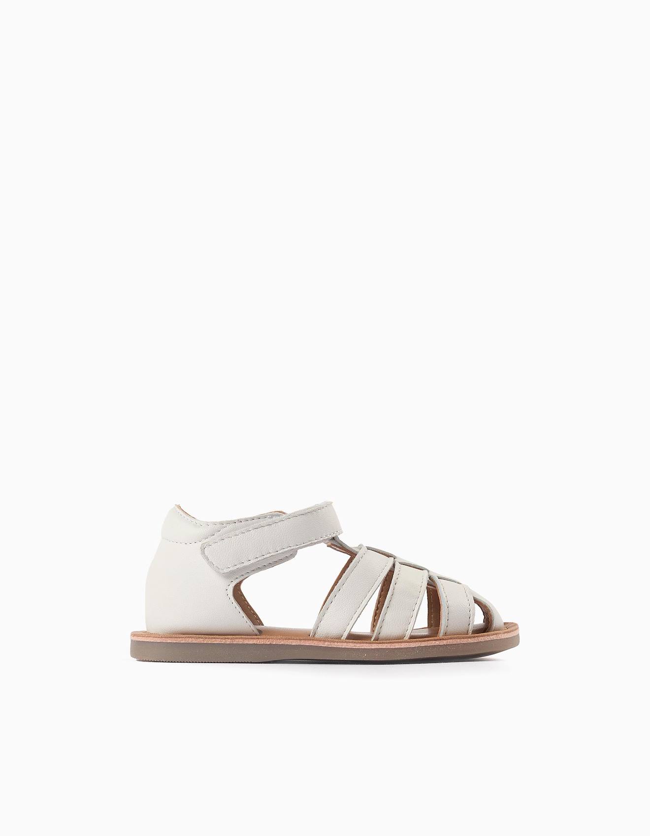 Sandales En Cuir À Lanières Blanc