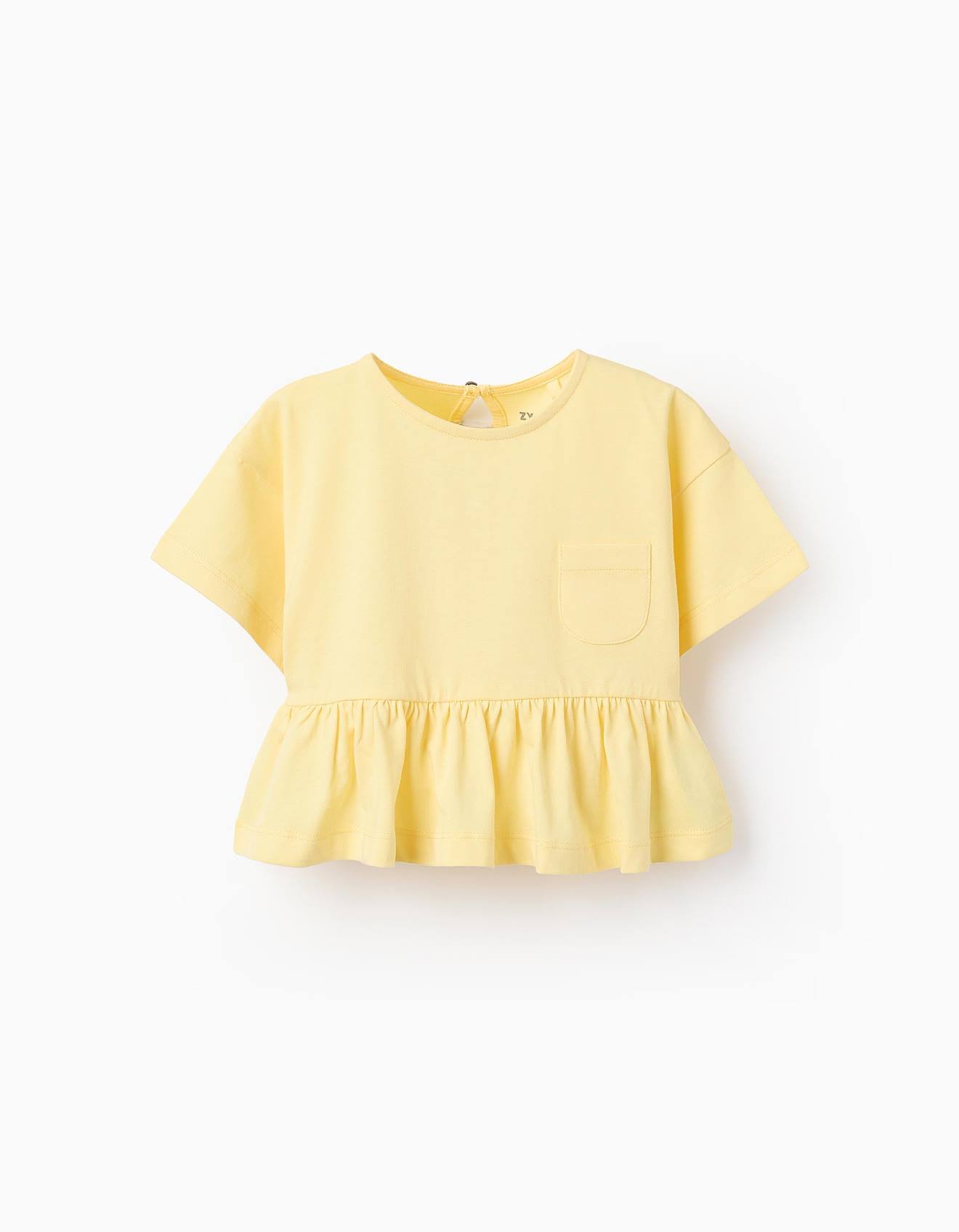 T-shirt Avec Poche À Volants Jaune Clair