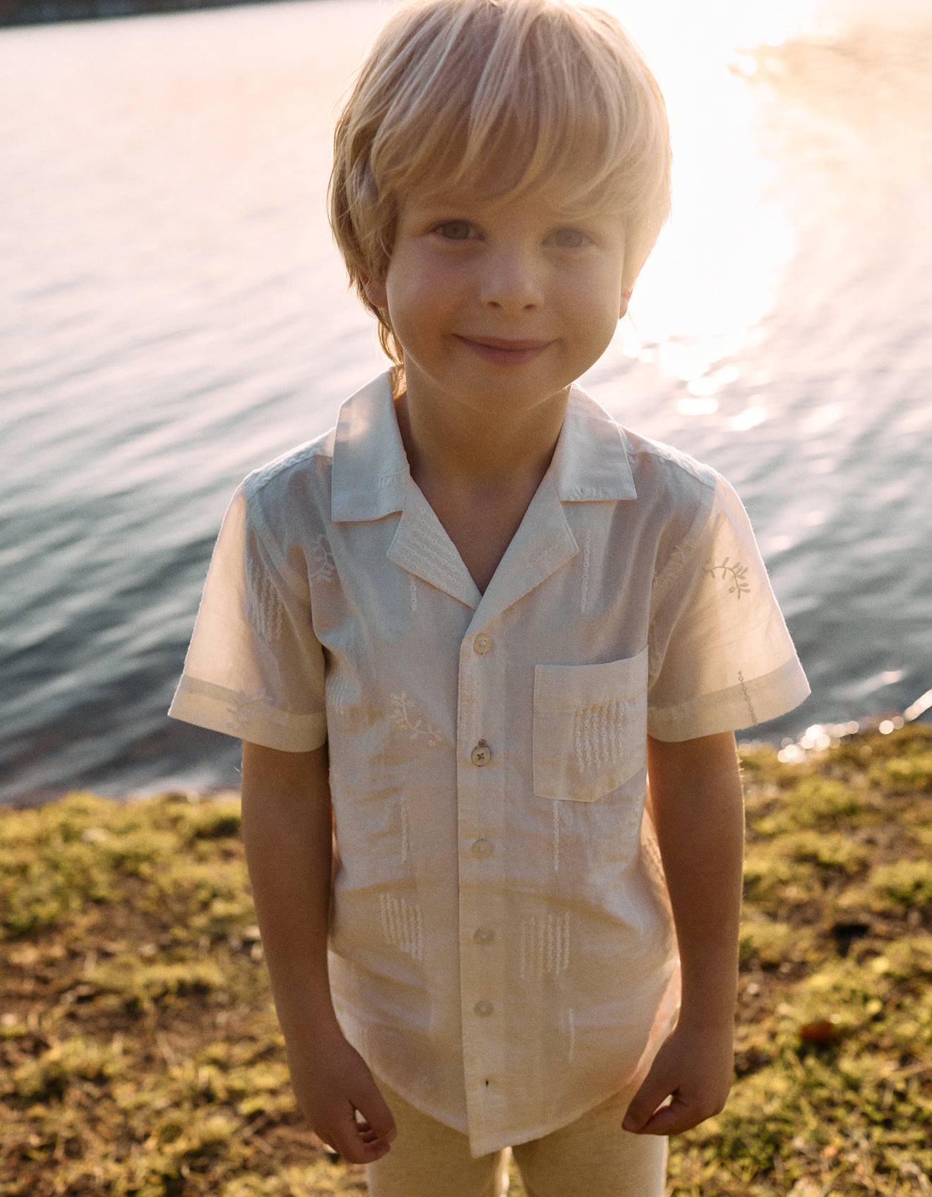 Chemise À Manches Courtes Avec Broderies Cérémonie Brothers & Sisters Blanc
