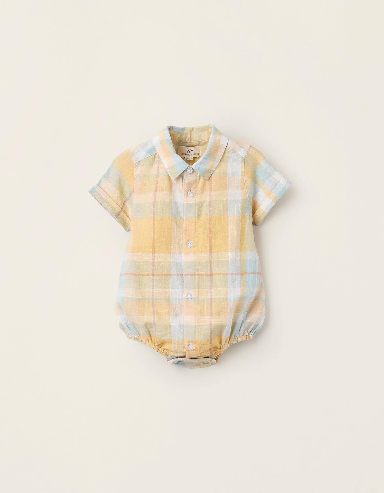 Body-chemise À Carreaux Brothers & Sisters Jaune Clair