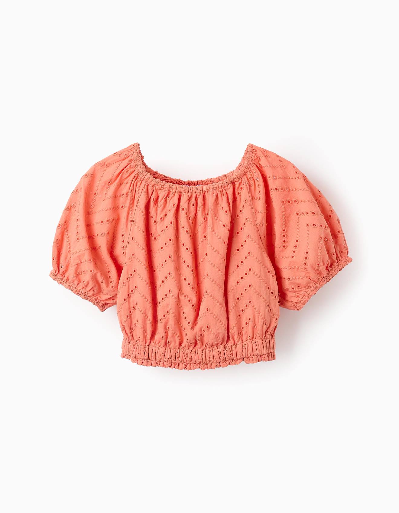 Top En Coton Avec Broderie Anglaise Orange