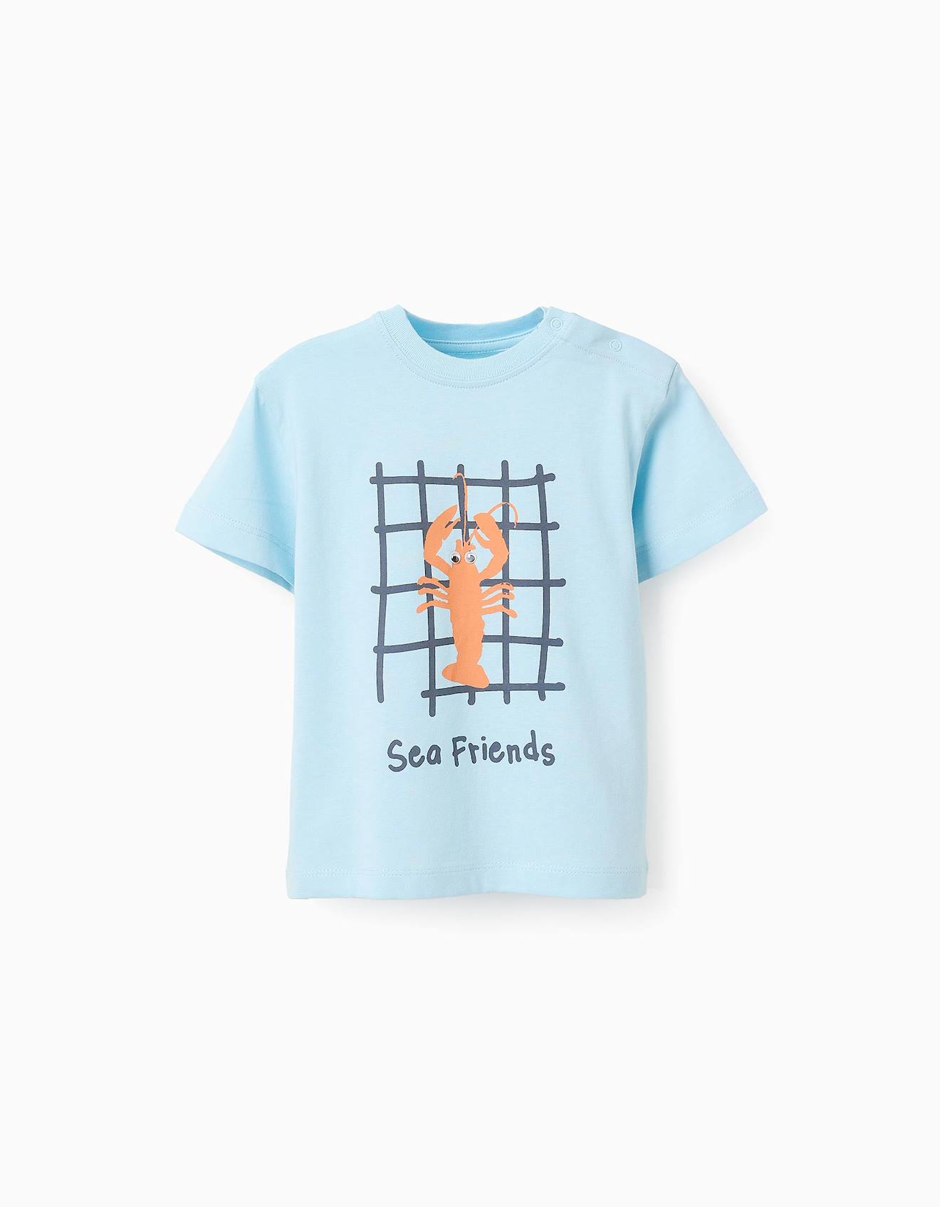 T-shirt De Coton Et Détails 3d Bleu Clair