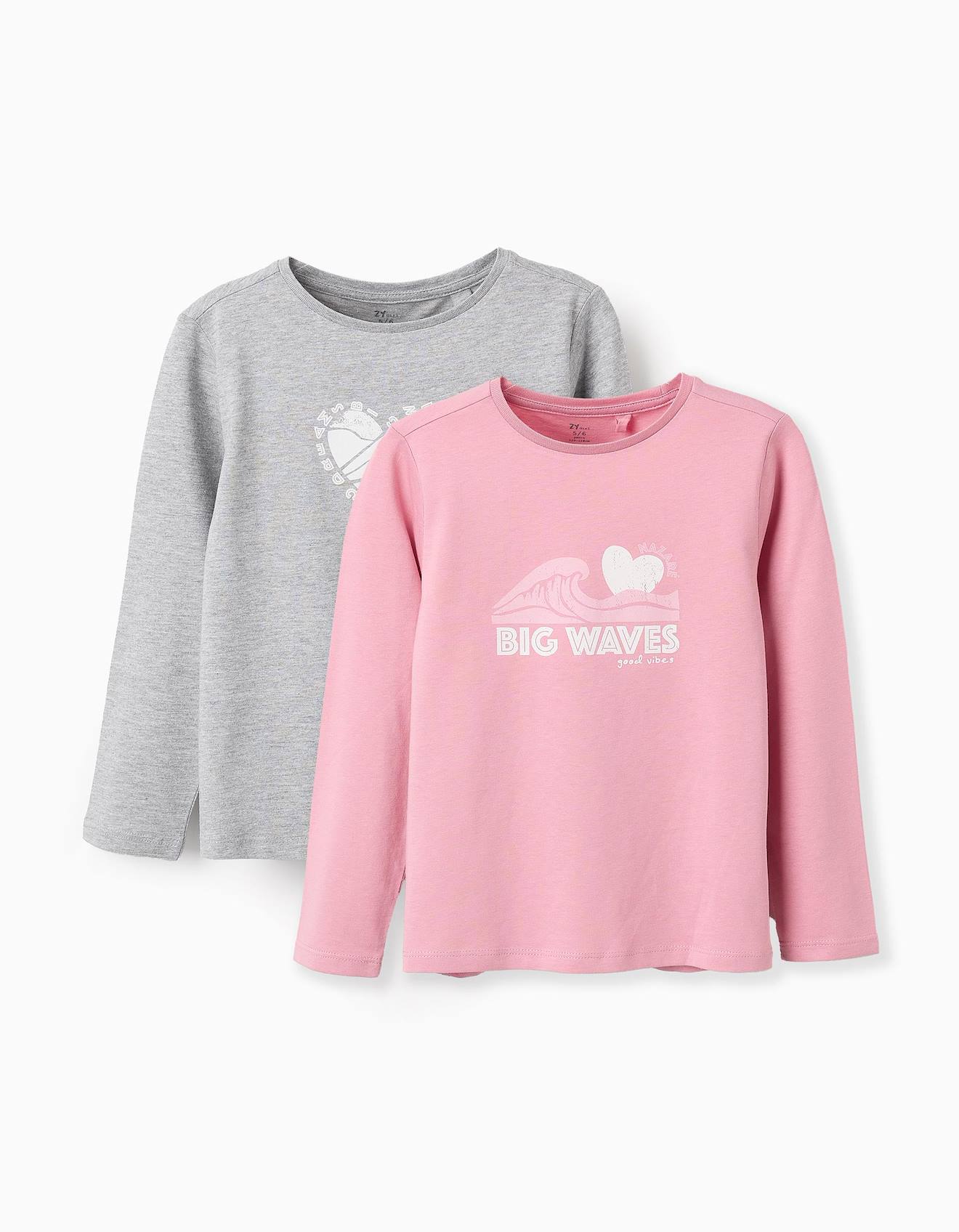Pack 2 T-shirts À Manches Longues Rose Foncé