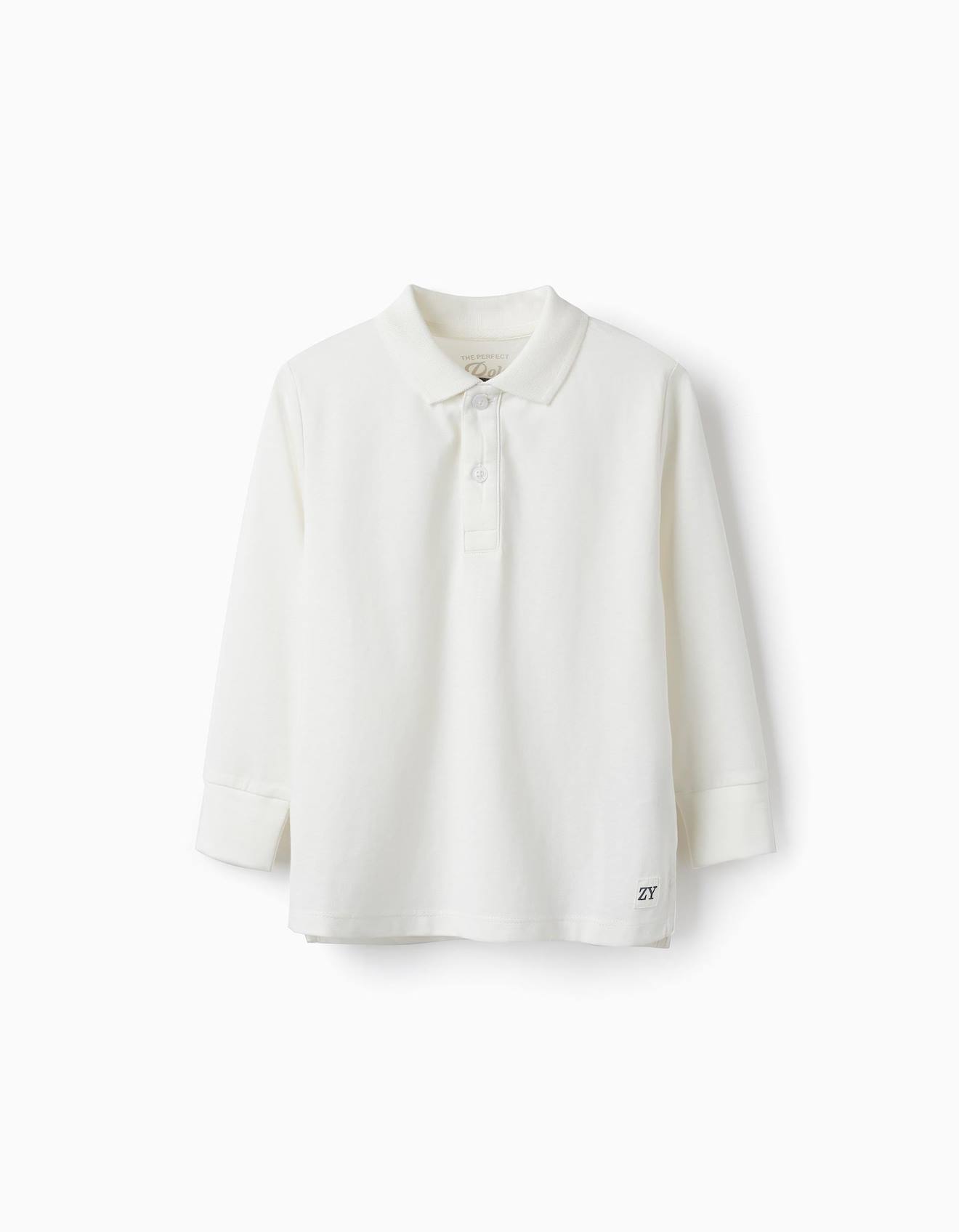 Polo À Manches Longues En Coton Blanc