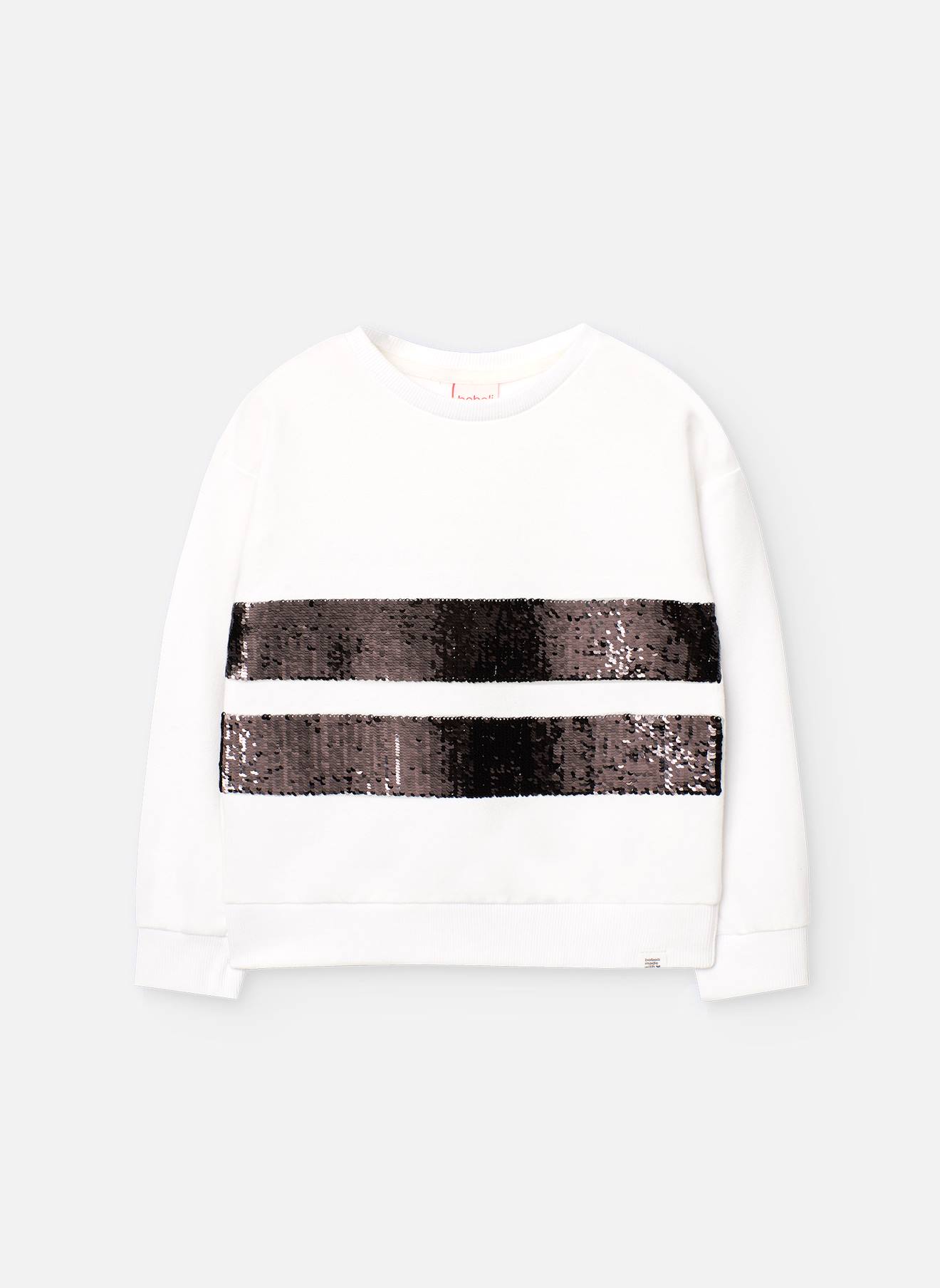 Sweat En Coton Avec Paillettes Blanc