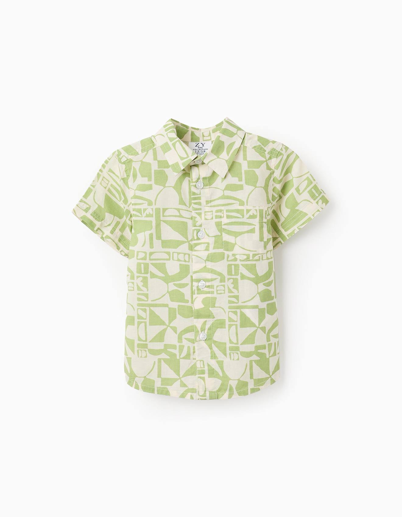 Chemise À Manches Courtes À Motif Vert Clair