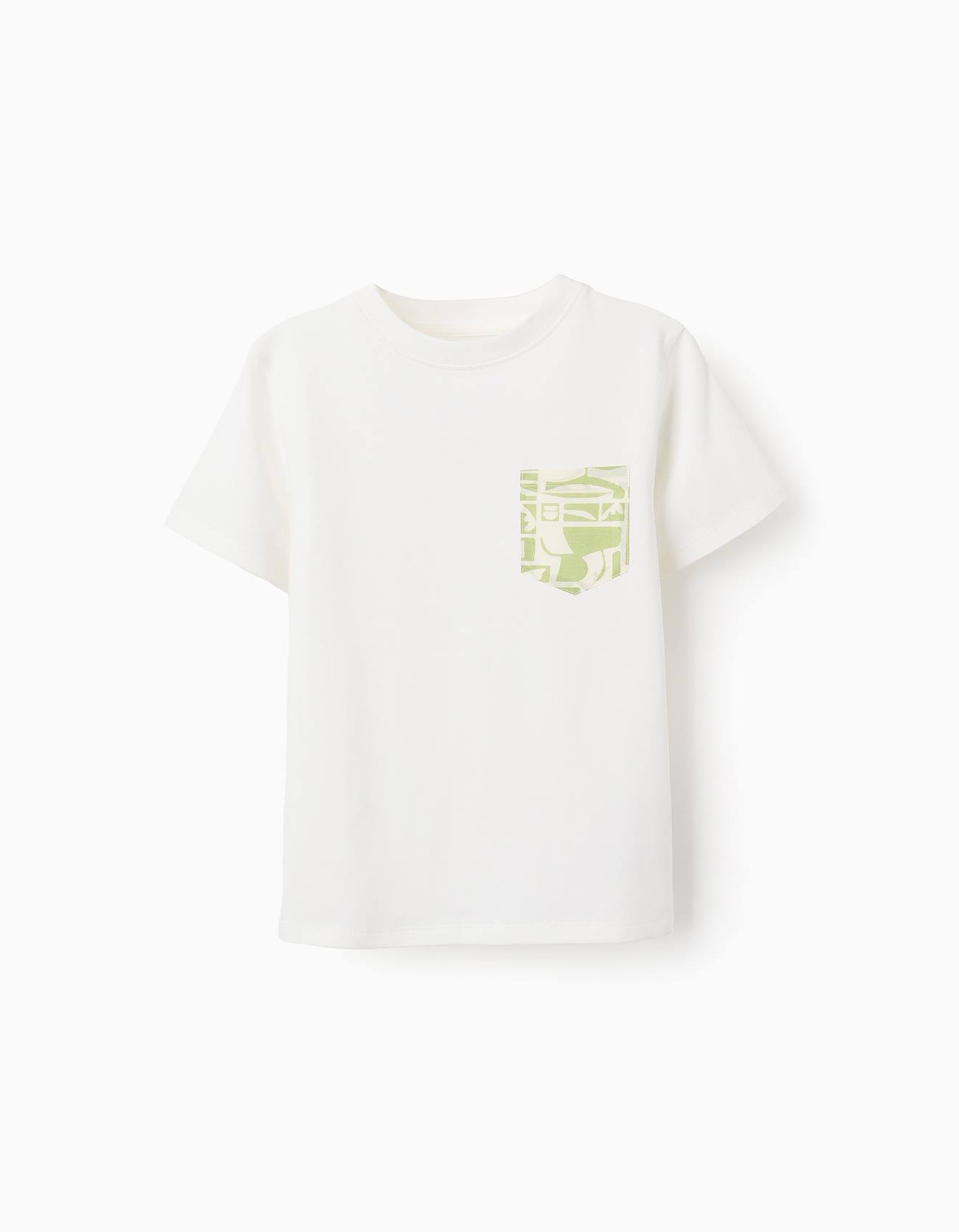 T-shirt De Coton Avec Poche Contrastée Blanc