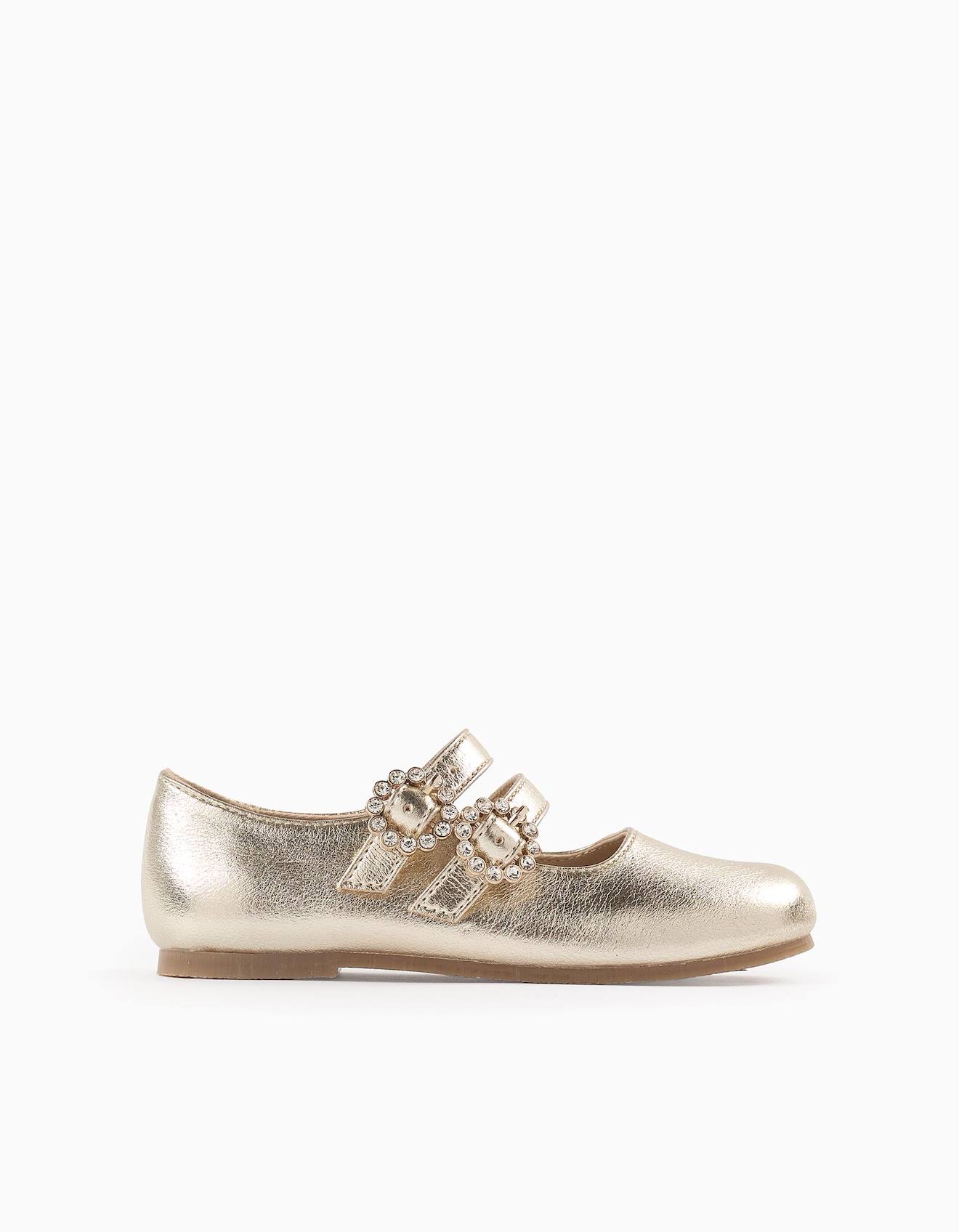 Chaussures Mary Jane Avec Boucles Et Brillants Or