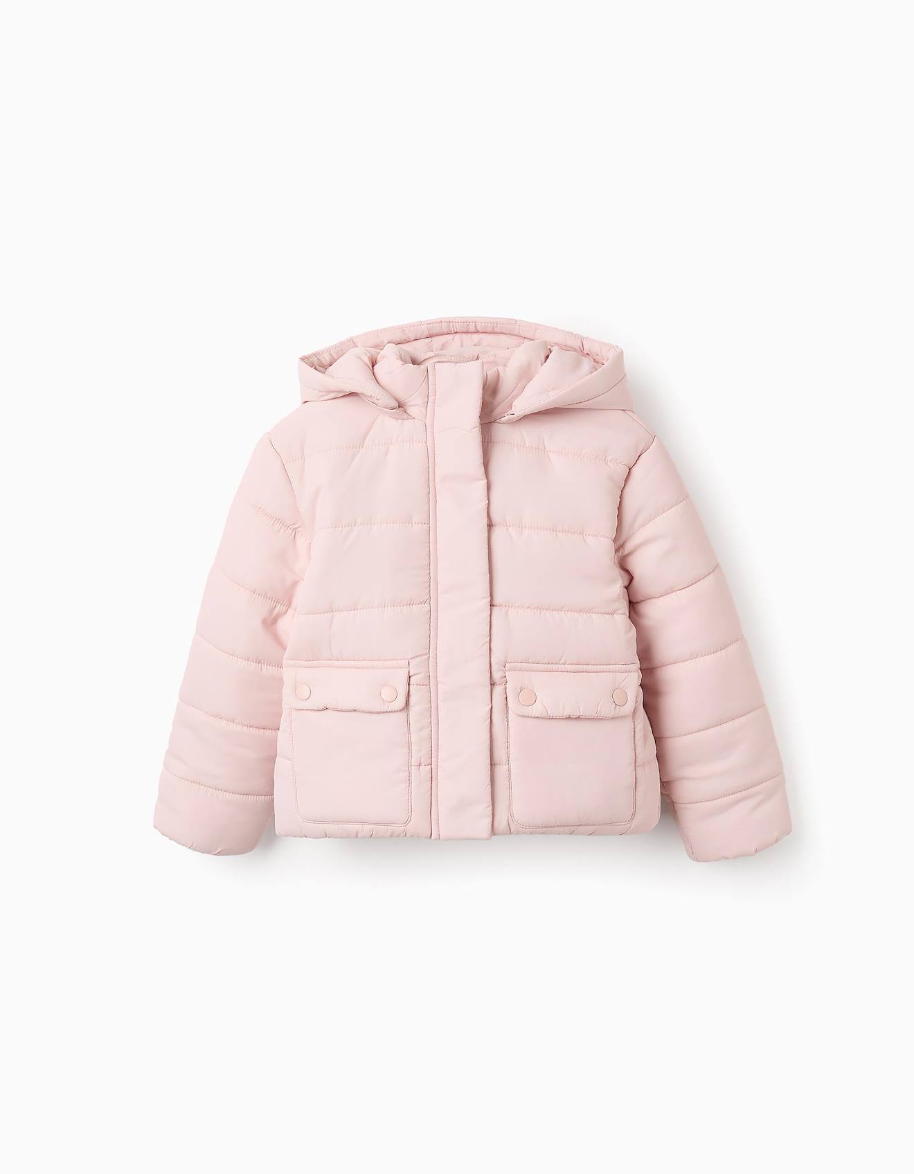 Doudoune Avec Capuche Amovible Rose Clair