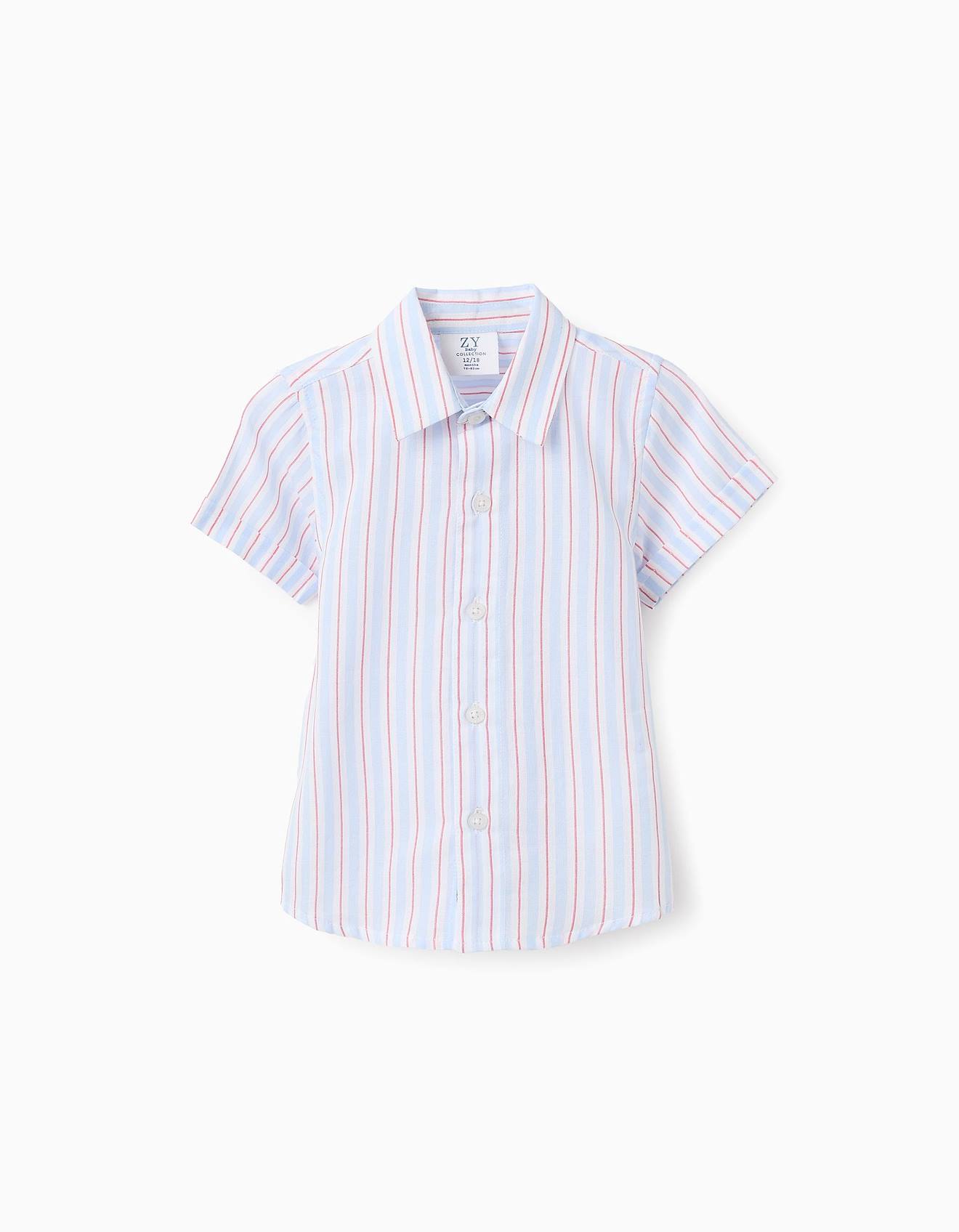 Chemise En Coton À Rayures Bleu Clair