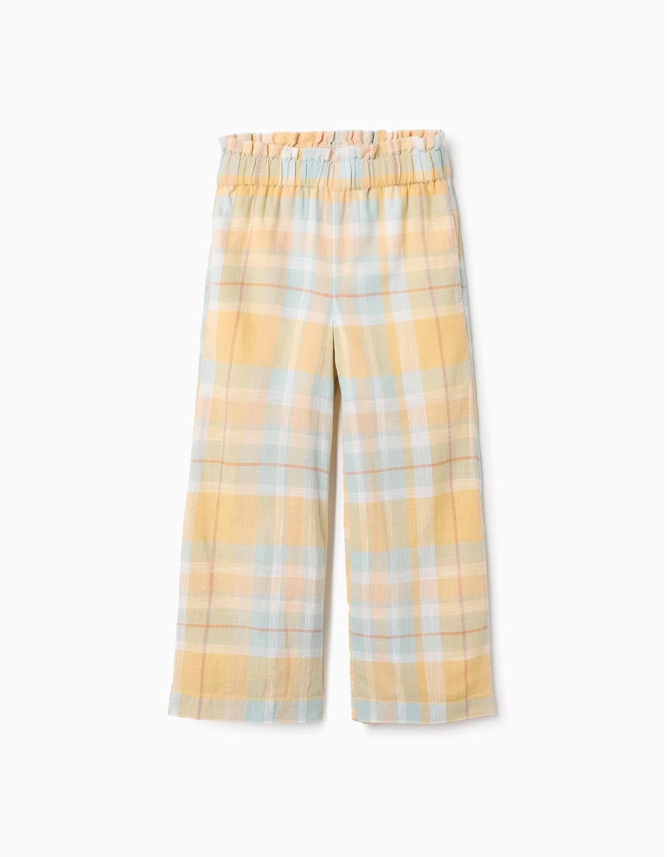 Pantalon En Coton À Carreaux Brothers & Sisters Jaune Clair