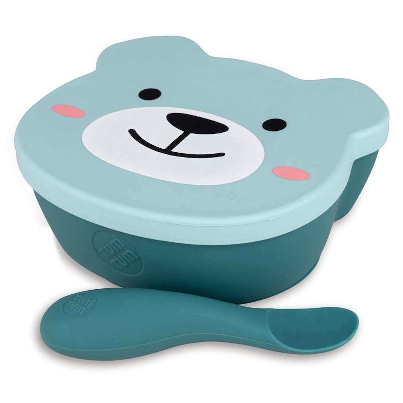 Set Bol Ventousé Et Cuillère En Silicone Ourson Bleu Multi-coloured